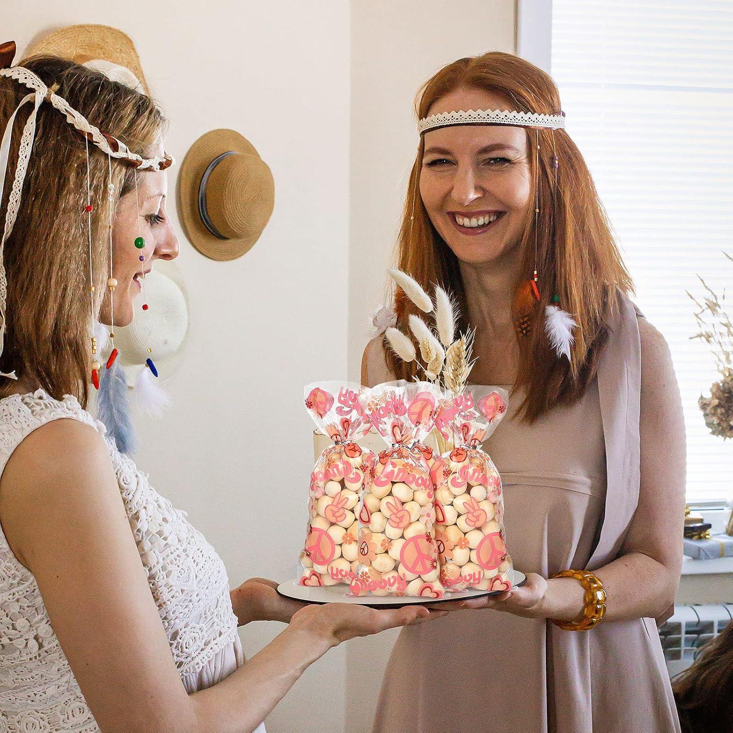 Bolsas de Fiesta Retro Hippie Pajean 100 Pcs Celofán 27.4x12.7cm