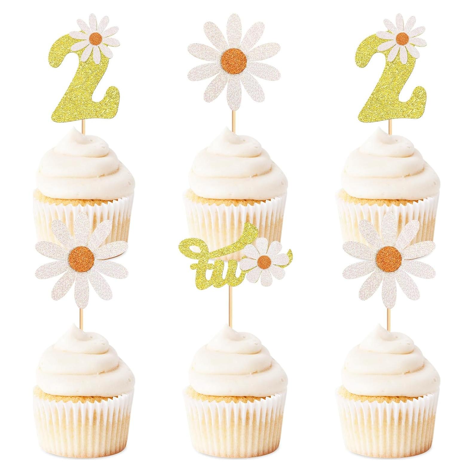 Paquete de 24 Topper de Cupcake Daisy Keaziu Decoración Fiesta