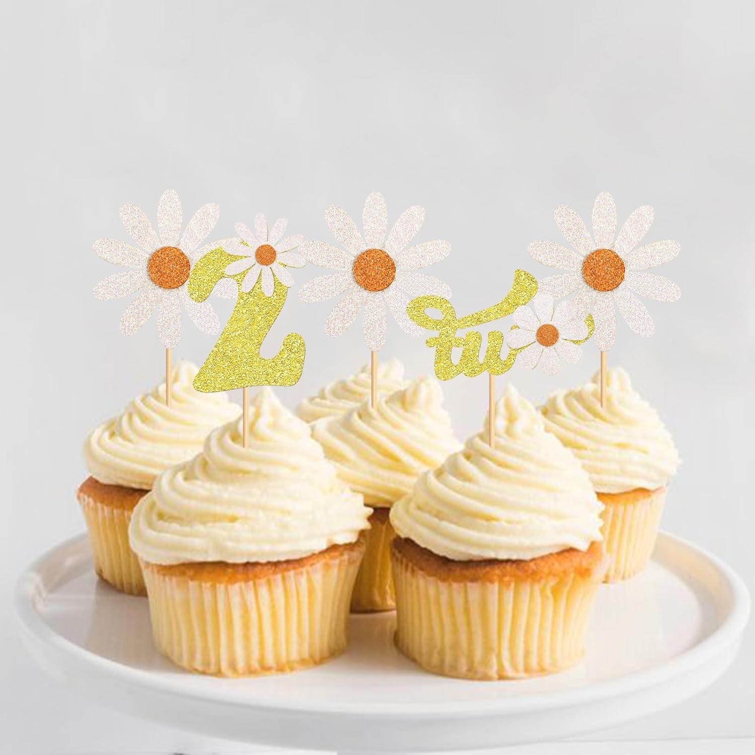 Paquete de 24 Topper de Cupcake Daisy Keaziu Decoración Fiesta