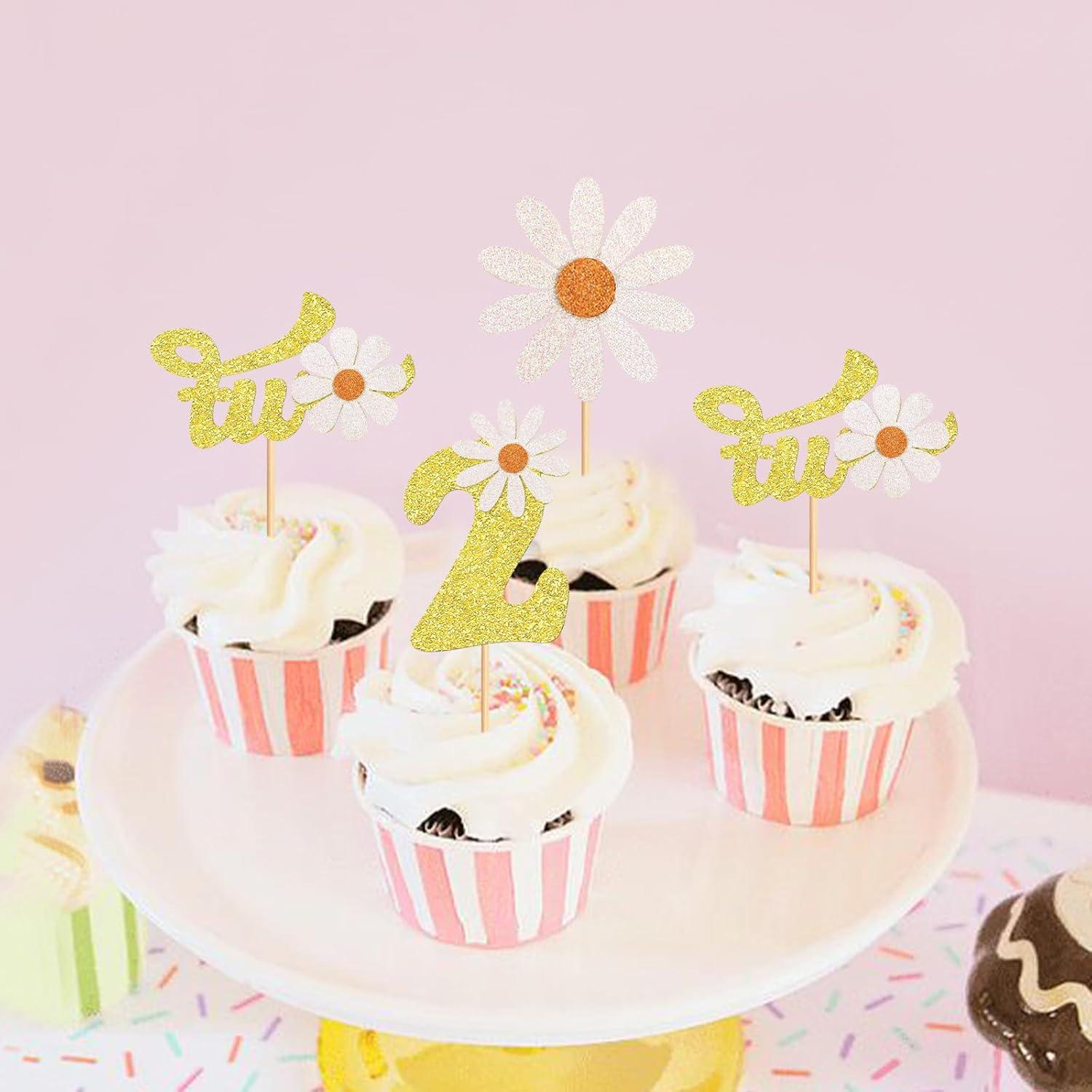 Paquete de 24 Topper de Cupcake Daisy Keaziu Decoración Fiesta