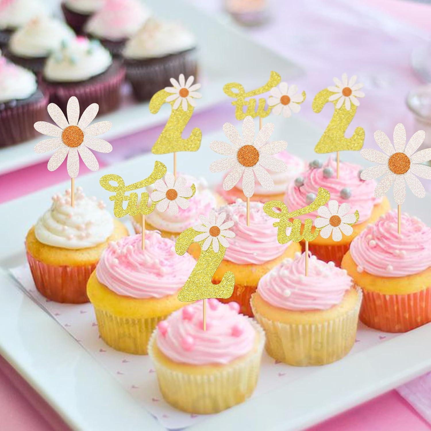 Paquete de 24 Topper de Cupcake Daisy Keaziu Decoración Fiesta