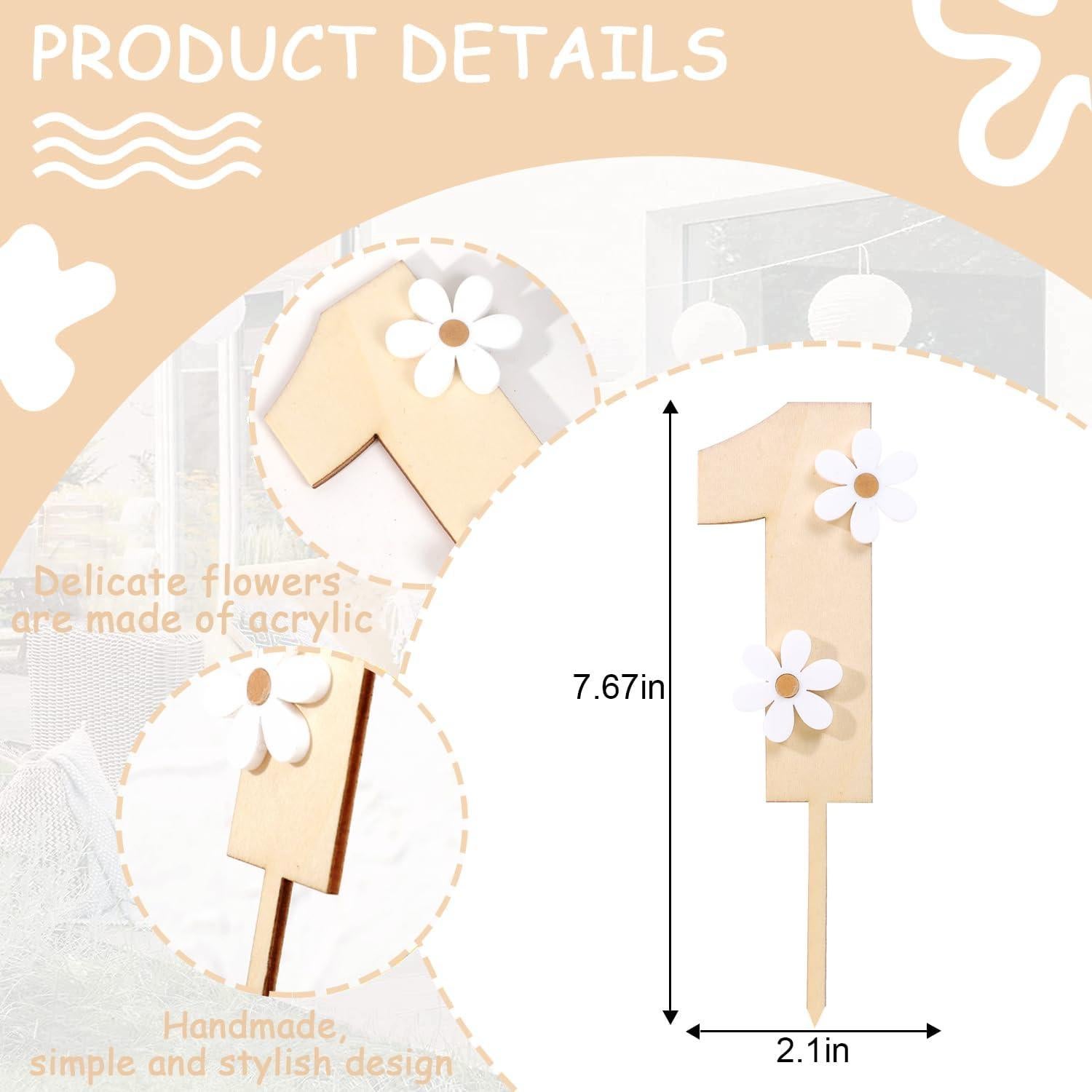 Adorno de pastel de margarita de madera MAMUXI 19.5 cm