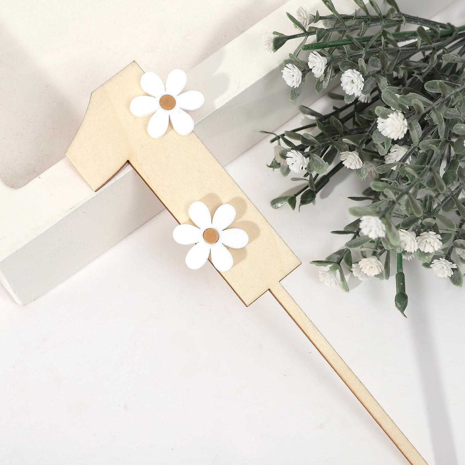 Adorno de pastel de margarita de madera MAMUXI 19.5 cm