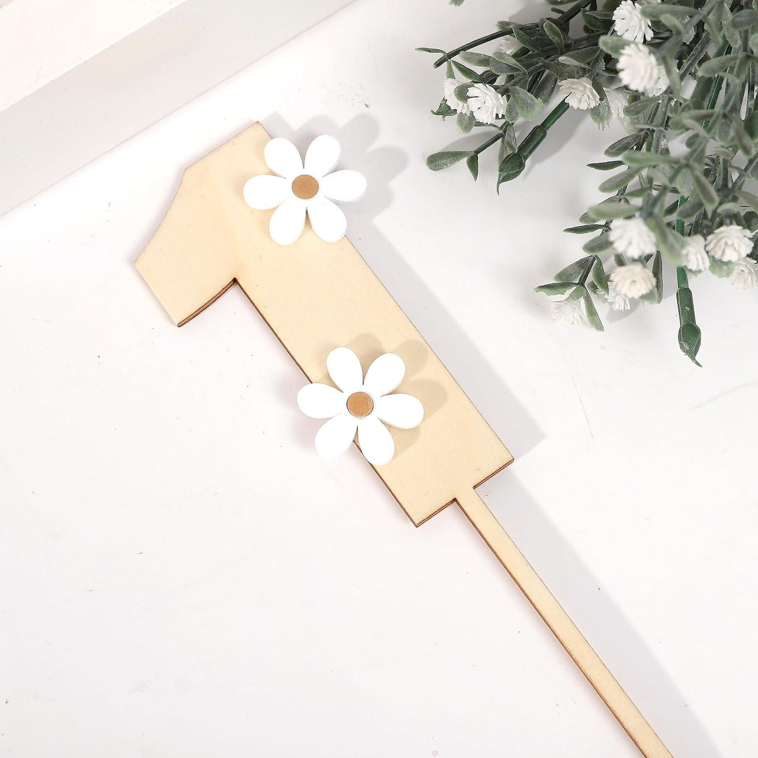 Adorno de pastel de margarita de madera MAMUXI 19.5 cm