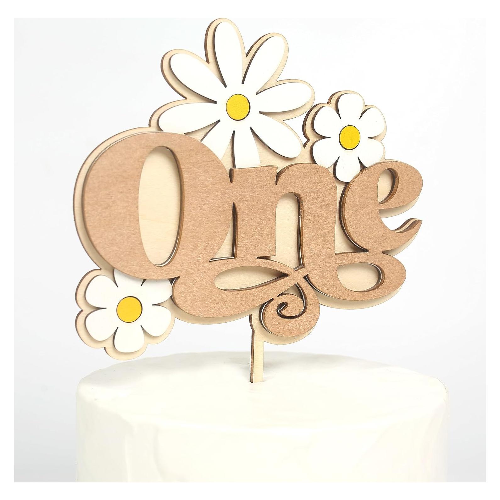 Adorno de Pastel de Margarita BOOMPA - Madera Premium 15.24 cm