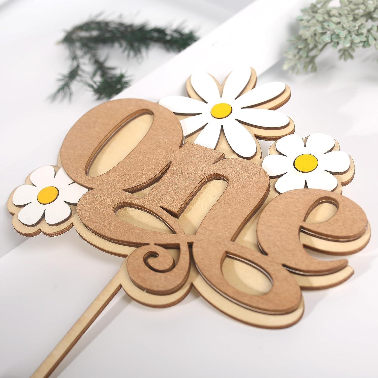 Adorno de Pastel de Margarita BOOMPA - Madera Premium 15.24 cm