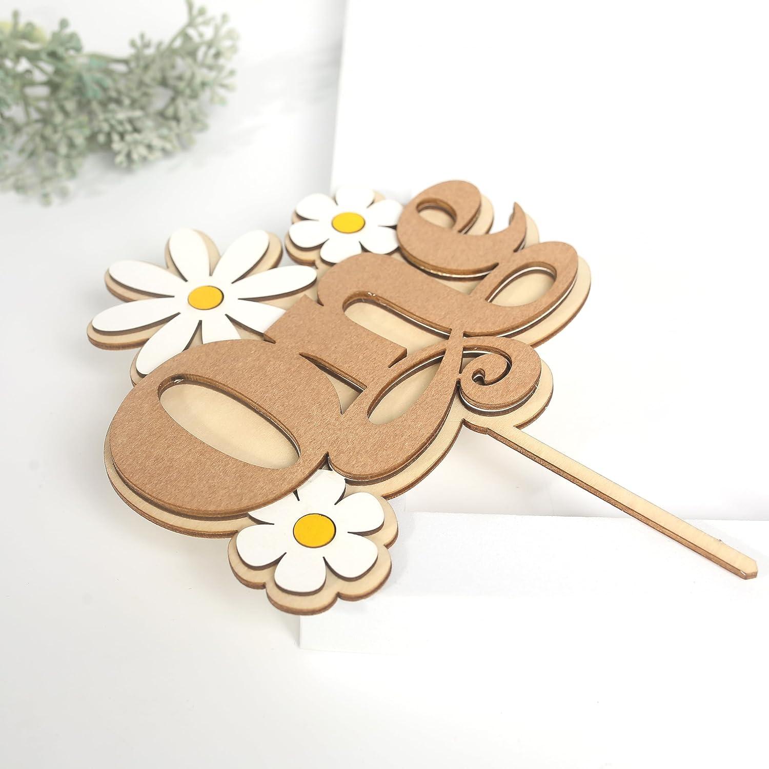 Adorno de Pastel de Margarita BOOMPA - Madera Premium 15.24 cm