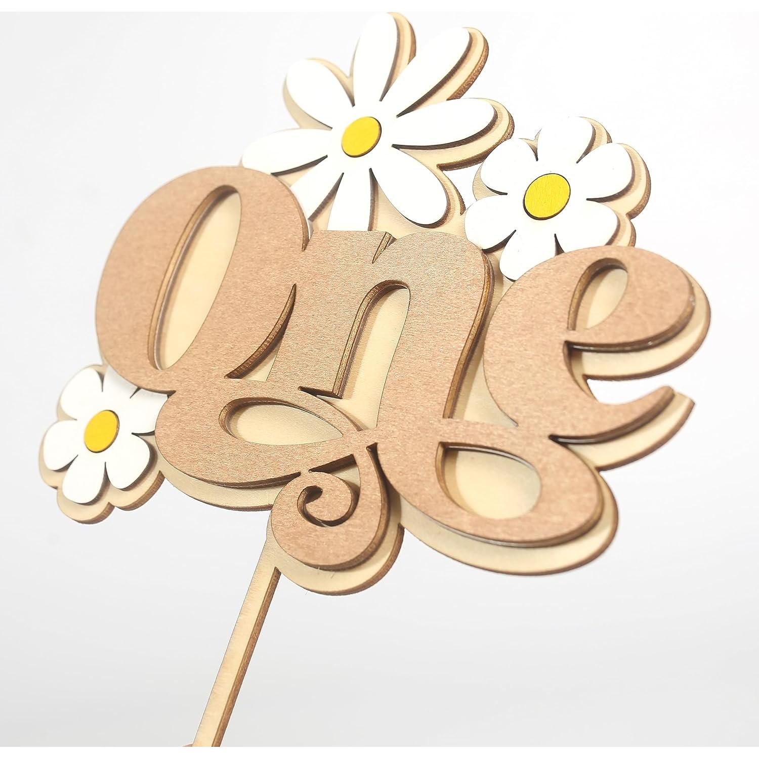 Adorno de Pastel de Margarita BOOMPA - Madera Premium 15.24 cm