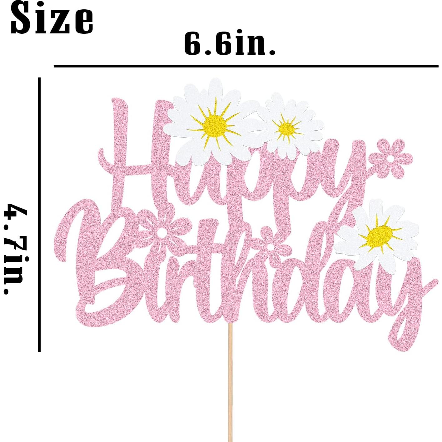 WishFirst Daisy Flower Birthday Cake Topper, Pink Dasiy Flowers Cake Decor, Summer Chrysanthemum Daisy Birthday Party Supplies, White Daisy Flower Themed Party Decorations Kids Birthday Party Supplies