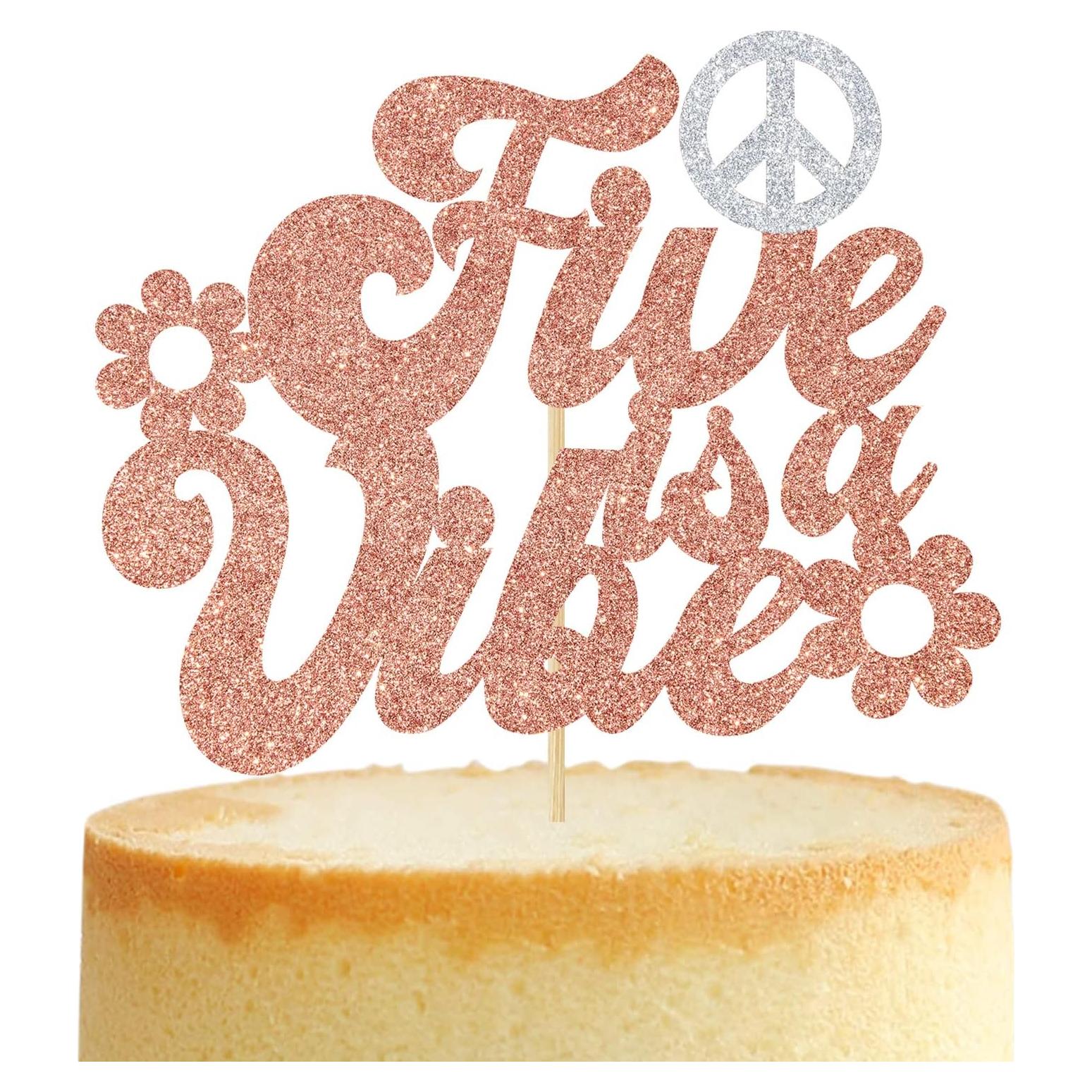 Cake Topper Retro 'Five is a Vibe' Tivurcia 14x11.4 cm