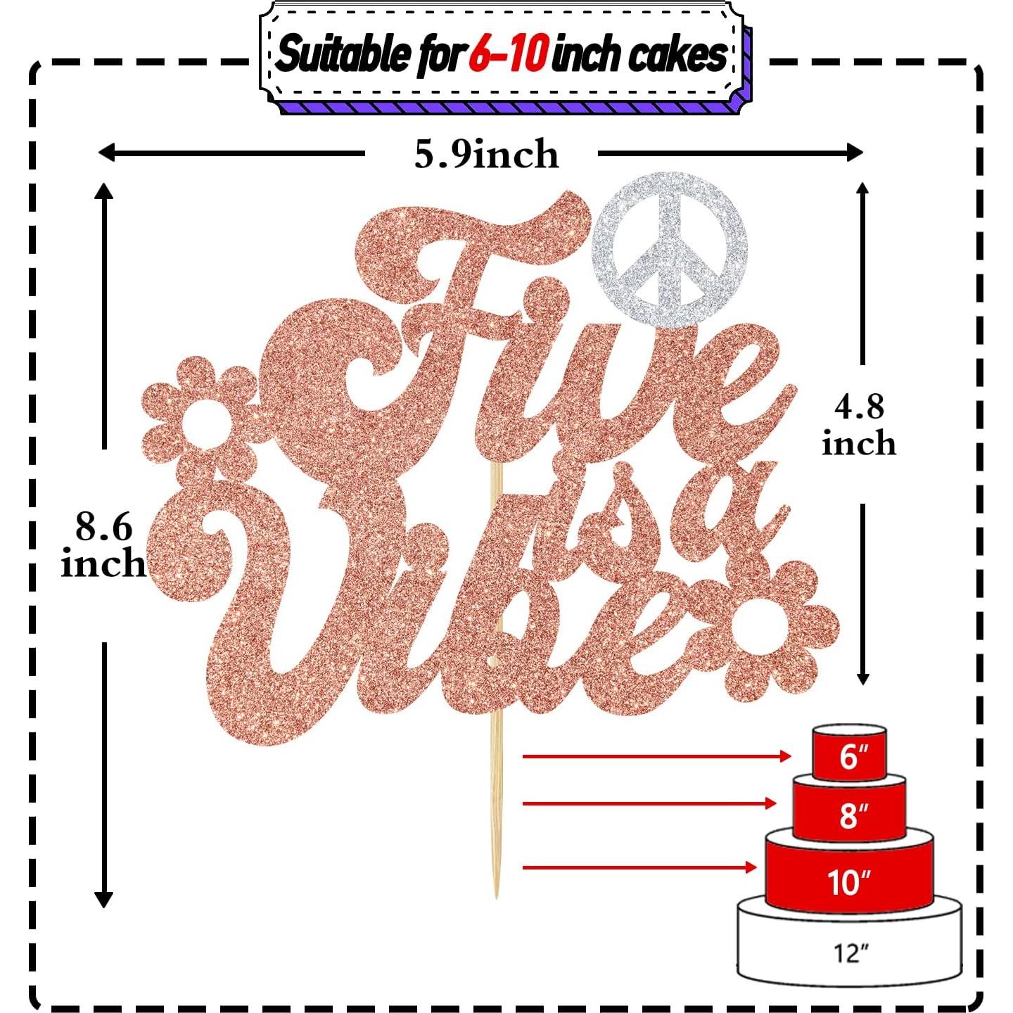 Cake Topper Retro 'Five is a Vibe' Tivurcia 14x11.4 cm