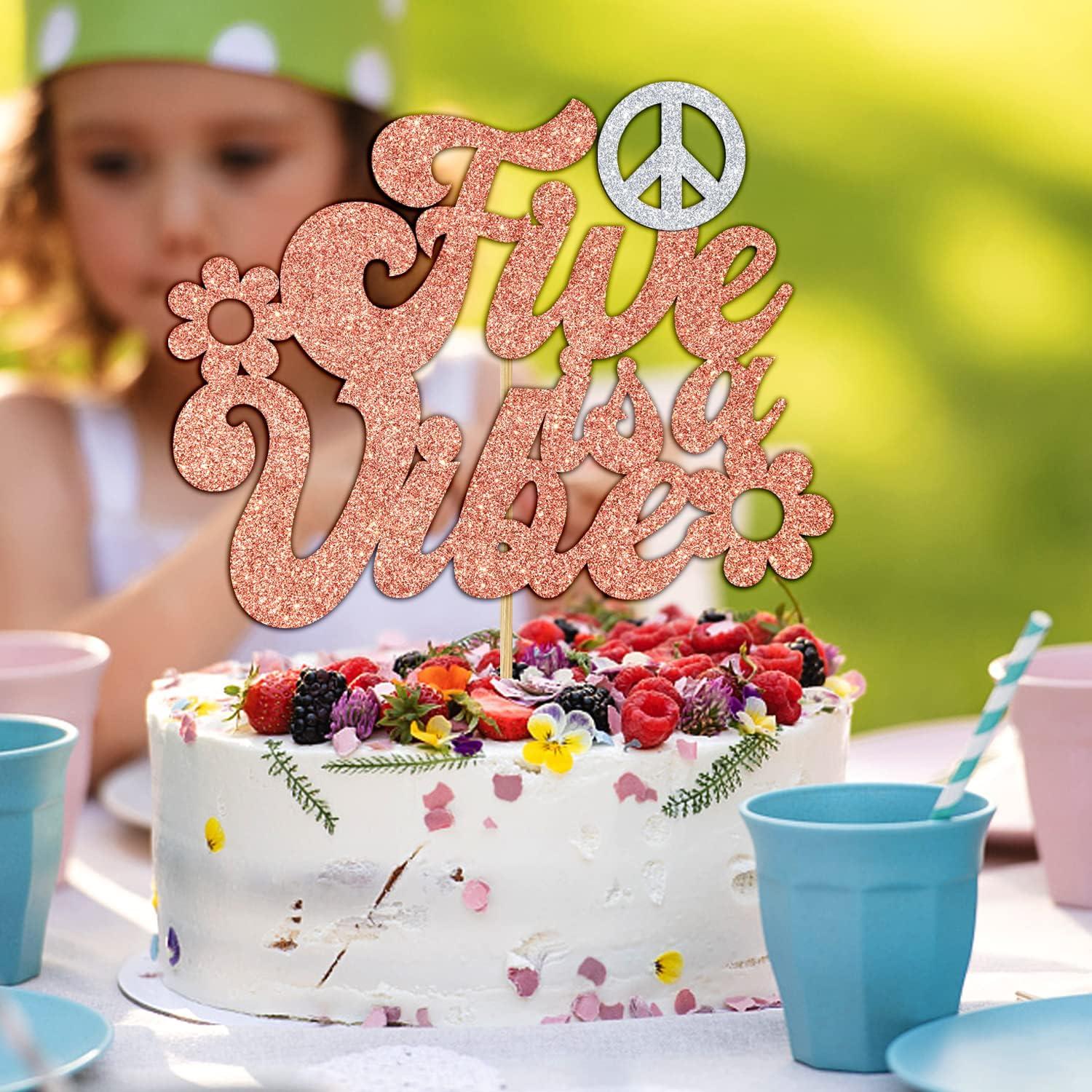 Cake Topper Retro 'Five is a Vibe' Tivurcia 14x11.4 cm
