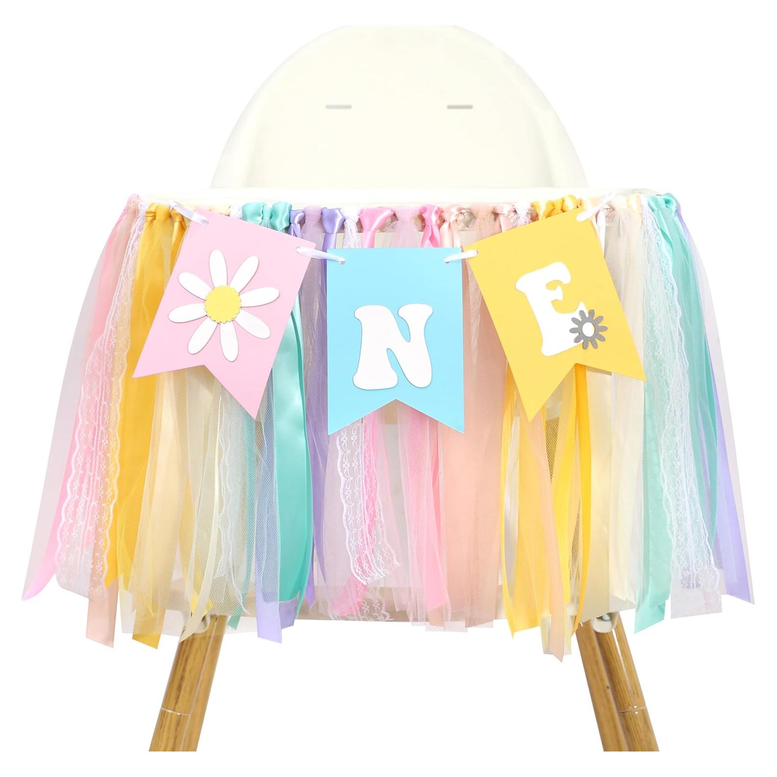 Banner de Silla Alta Boho Margarita para 1er Cumpleaños - 203x35cm