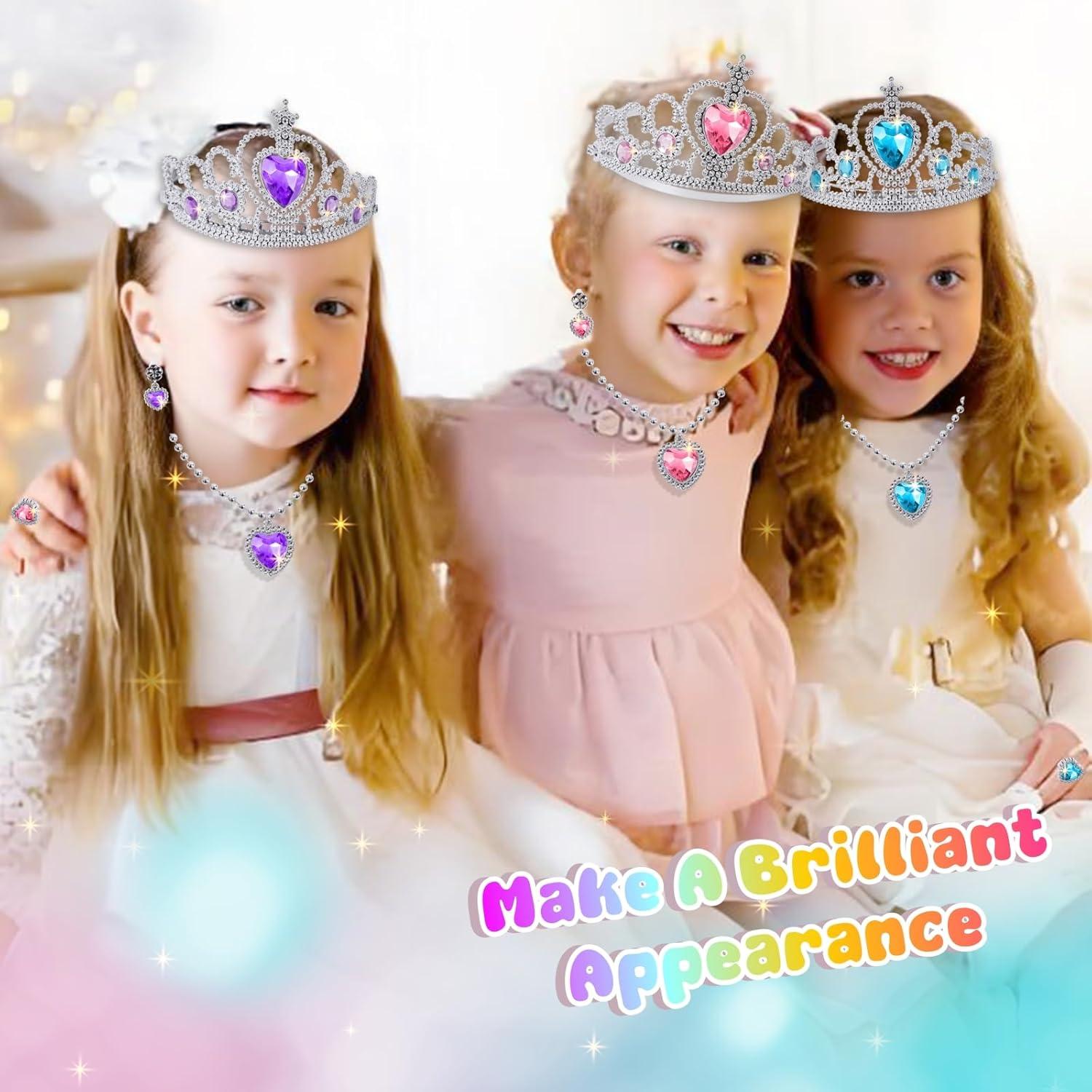 Conjunto de Vestir Princesa para Niñas 3-6 Años - 3 Vestidos y Accesorios