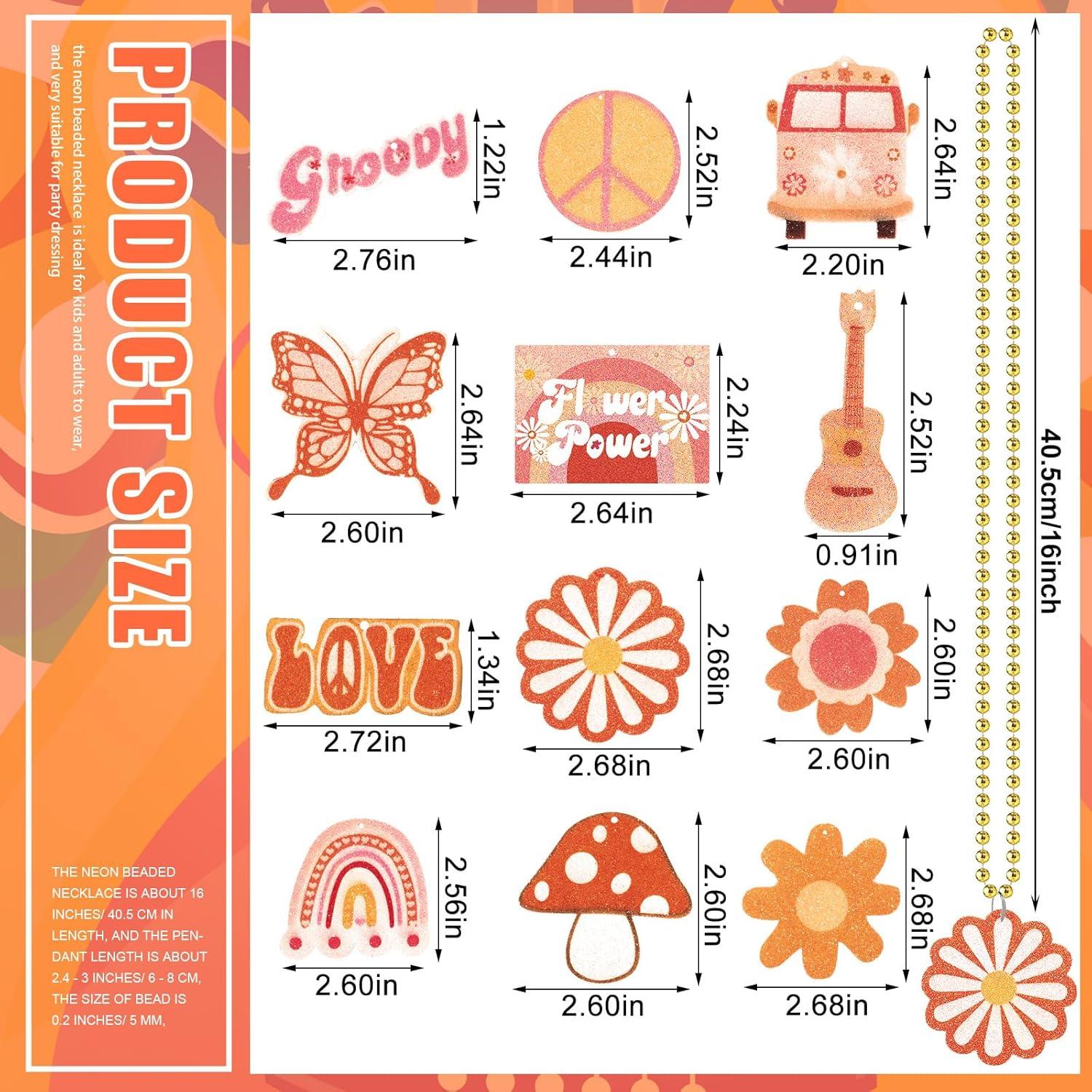 48 Collares de Cuentas Groovy Huquary Retro Boho para Fiestas