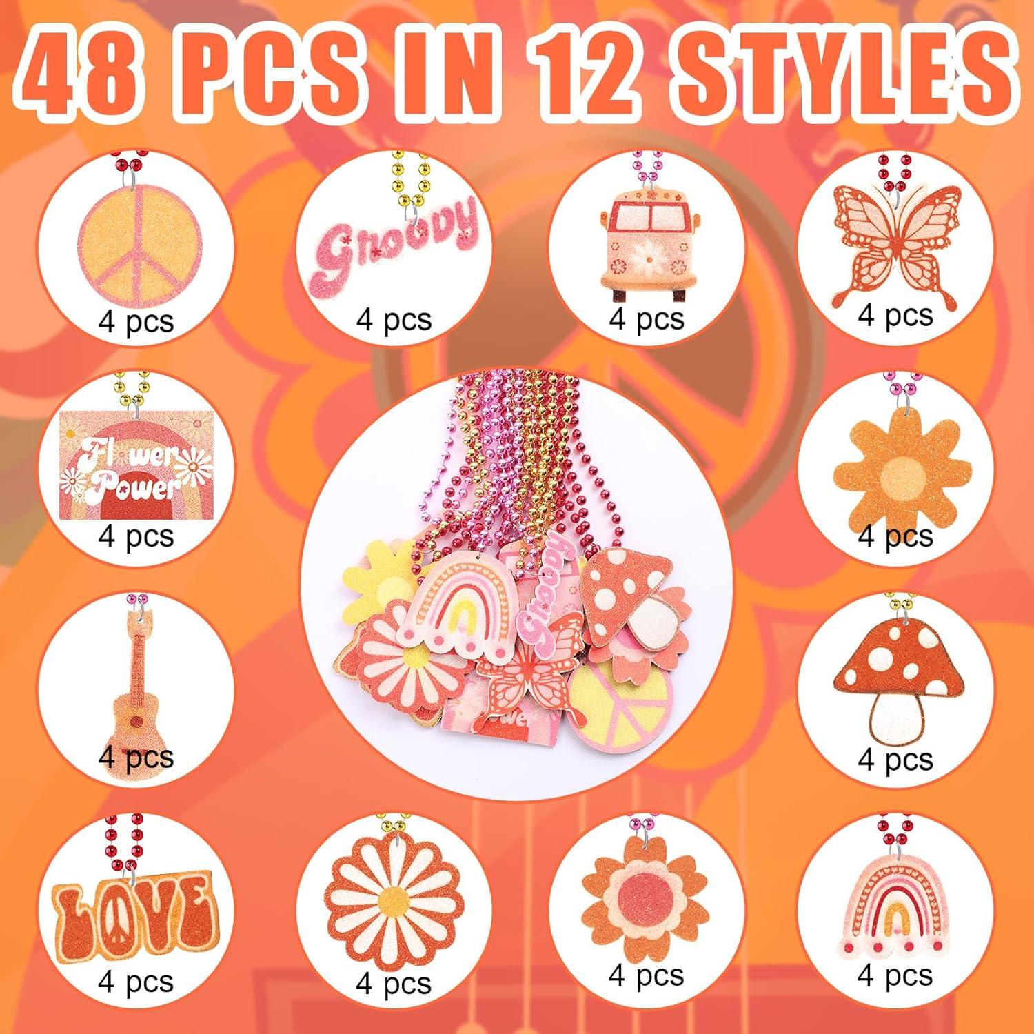 48 Collares de Cuentas Groovy Huquary Retro Boho para Fiestas