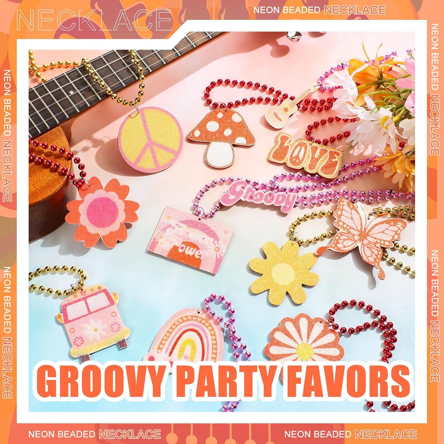 48 Collares de Cuentas Groovy Huquary Retro Boho para Fiestas