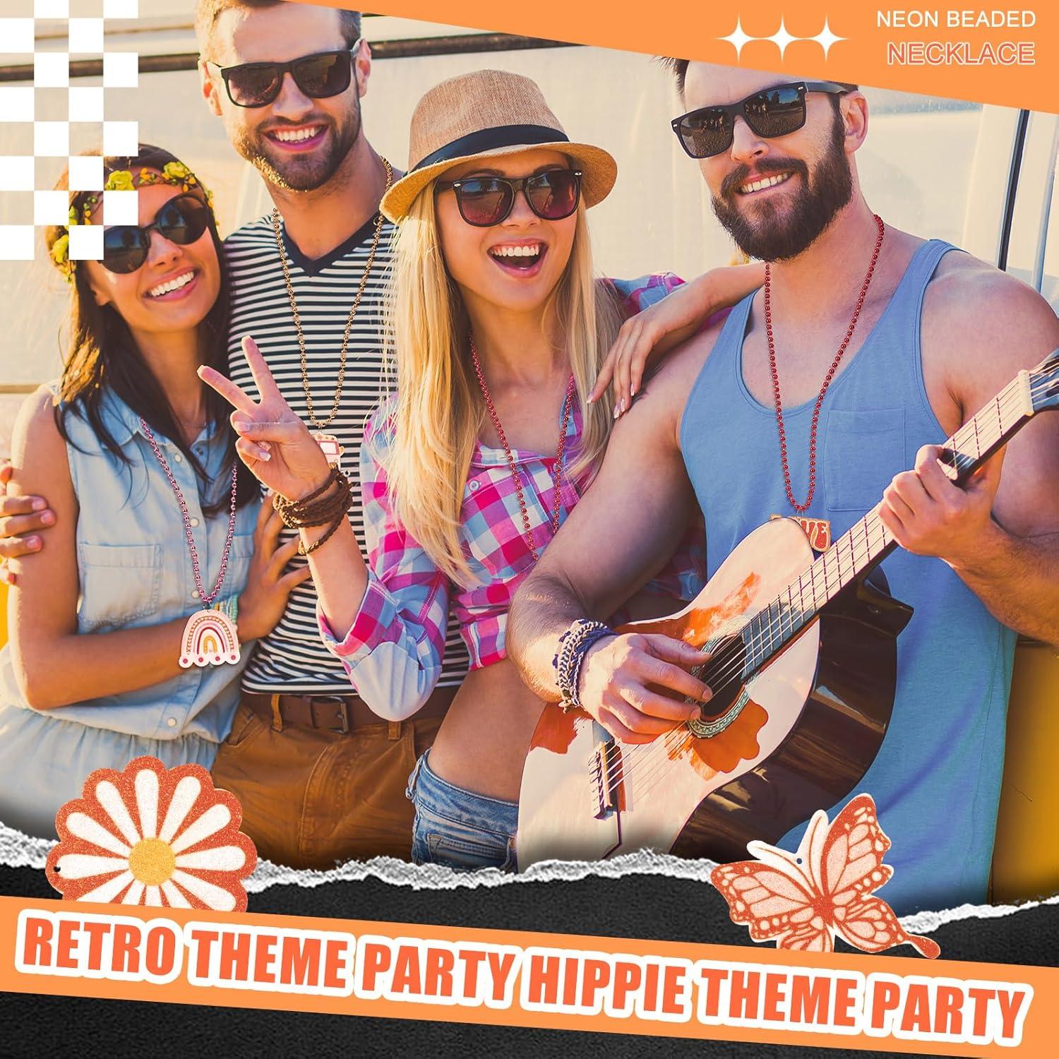 48 Collares de Cuentas Groovy Huquary Retro Boho para Fiestas