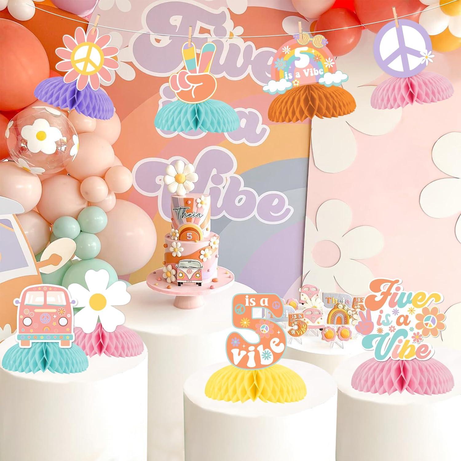 Centros de Mesa de Panal Fangleland 8 Piezas Cumpleaños Niña 5 Años