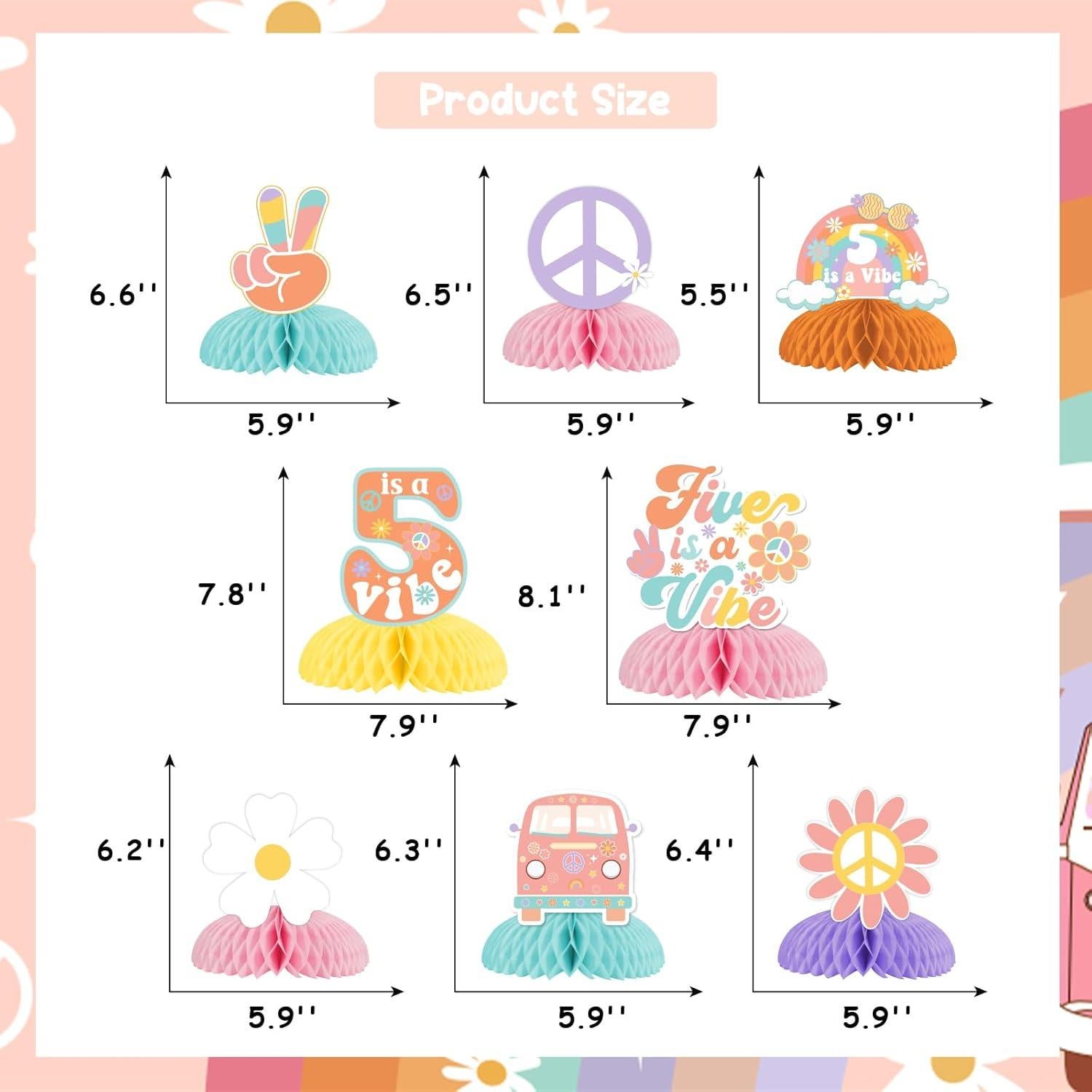 Centros de Mesa de Panal Fangleland 8 Piezas Cumpleaños Niña 5 Años