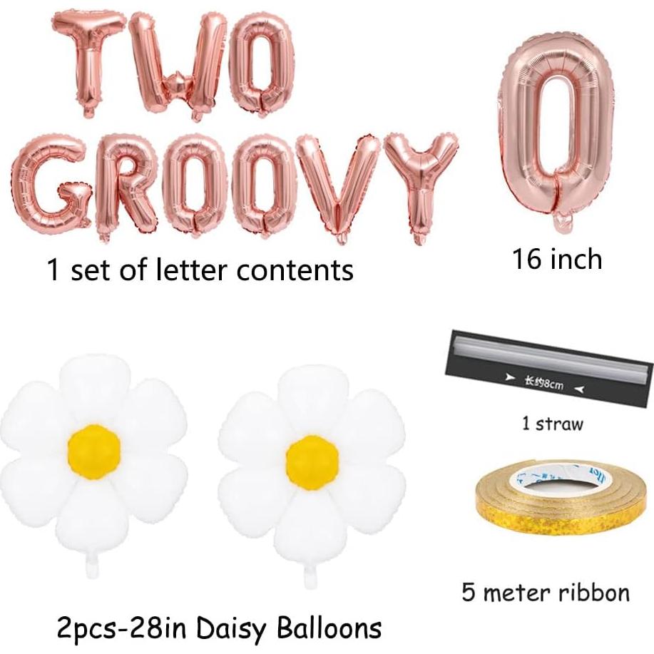 Decoraciones de Cumpleaños KUNGOON 2 Años Retro Hippie