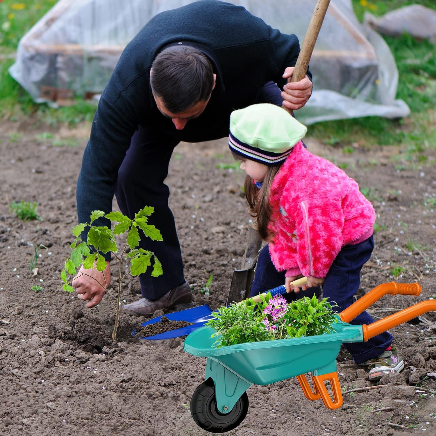 Juego de Jardinería para Niños Qtioucp con Carretilla Verde
