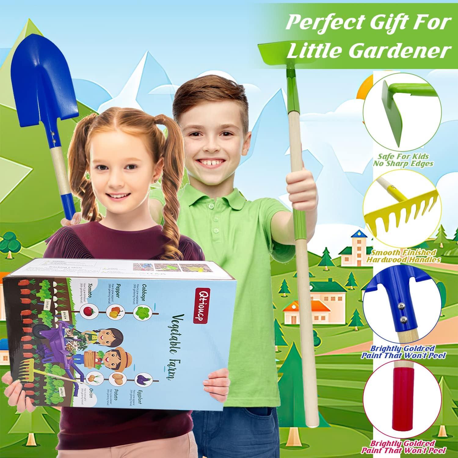 Juego de Jardinería para Niños Qtioucp con Carretilla Verde