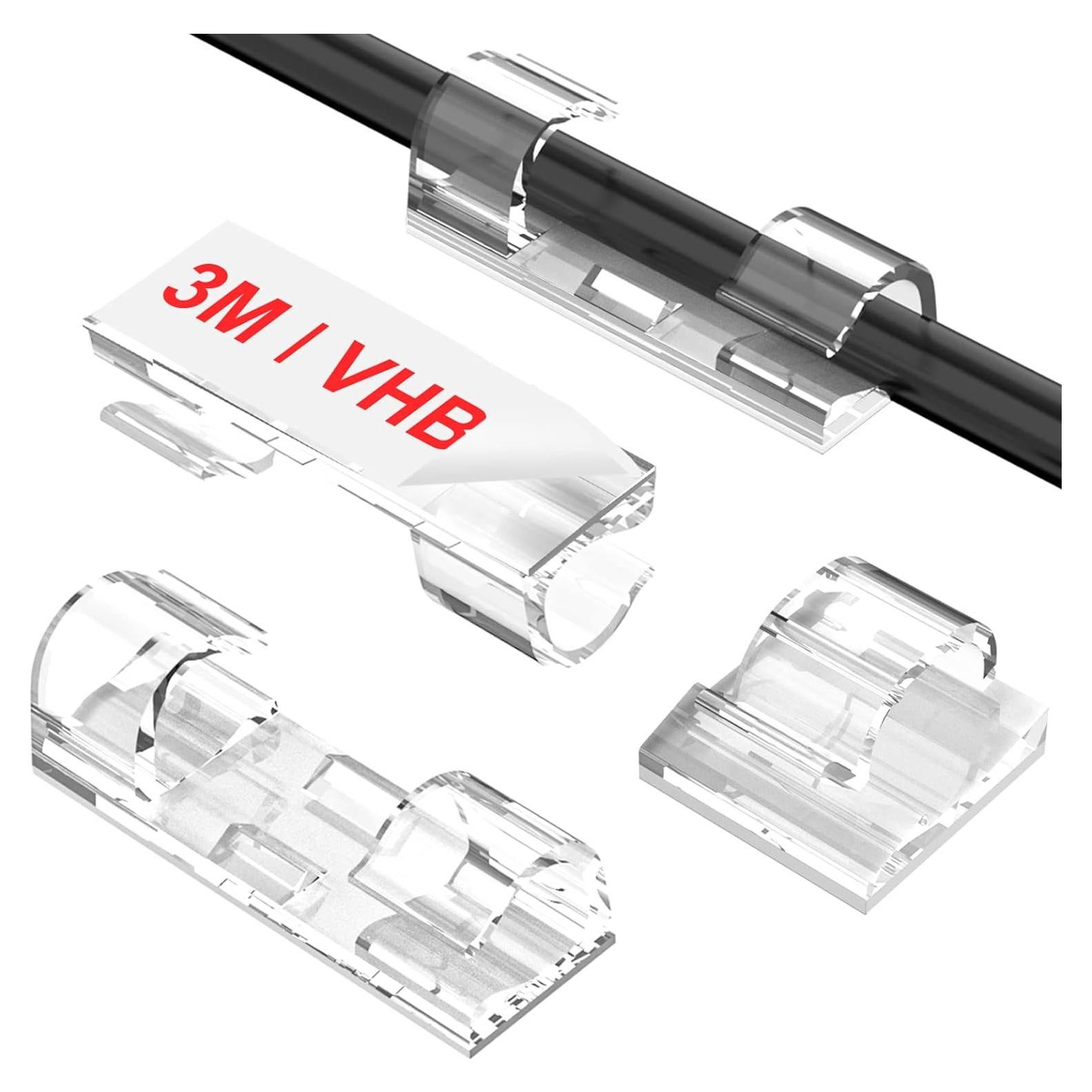 Clips de Cable Adhesivos Transparentes TidyHelper 40PCS M
