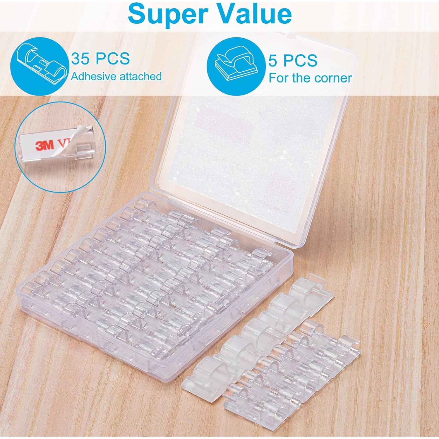 Clips de Cable Adhesivos Transparentes TidyHelper 40PCS M