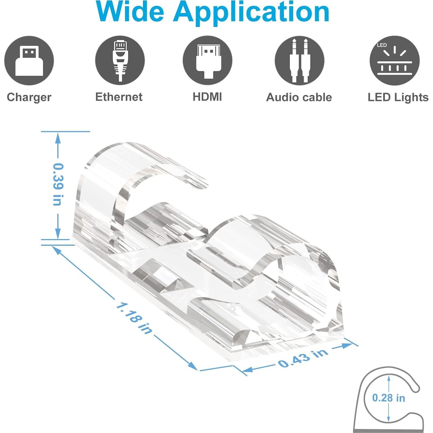 Clips de Cable Adhesivos Transparentes TidyHelper 40PCS M