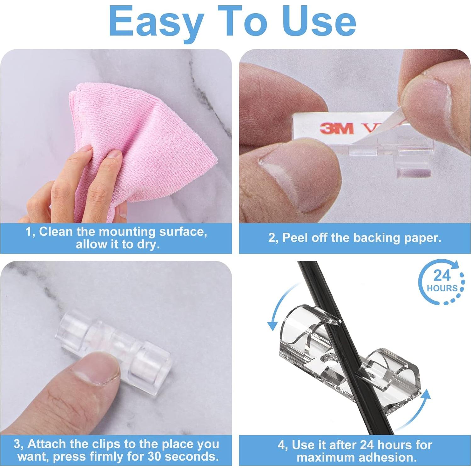 Clips de Cable Adhesivos Transparentes TidyHelper 40PCS M