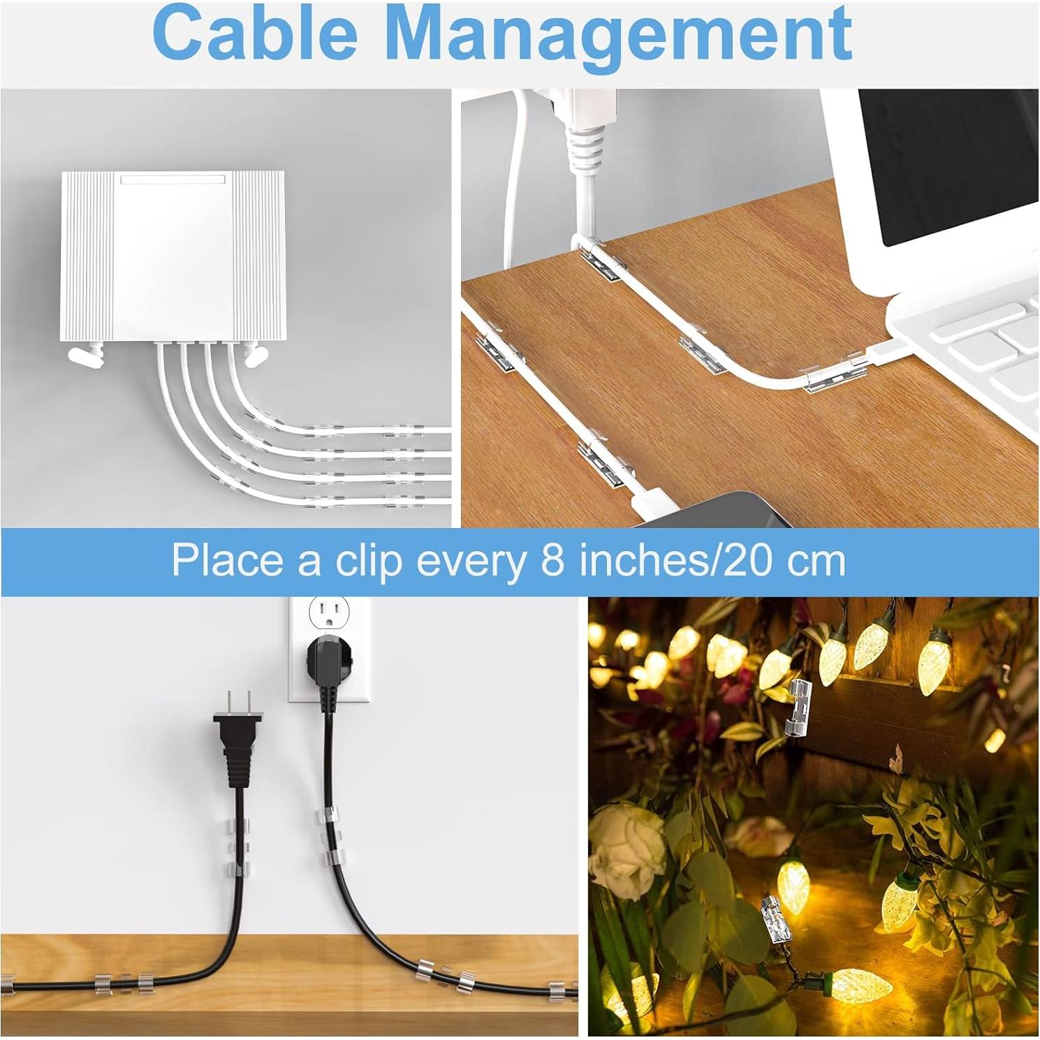Clips de Cable Adhesivos Transparentes TidyHelper 40PCS M