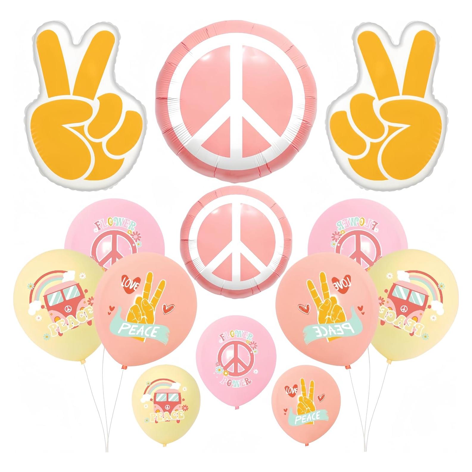Set de 13 Globos Retro Hippie CYMYLAR para Fiesta