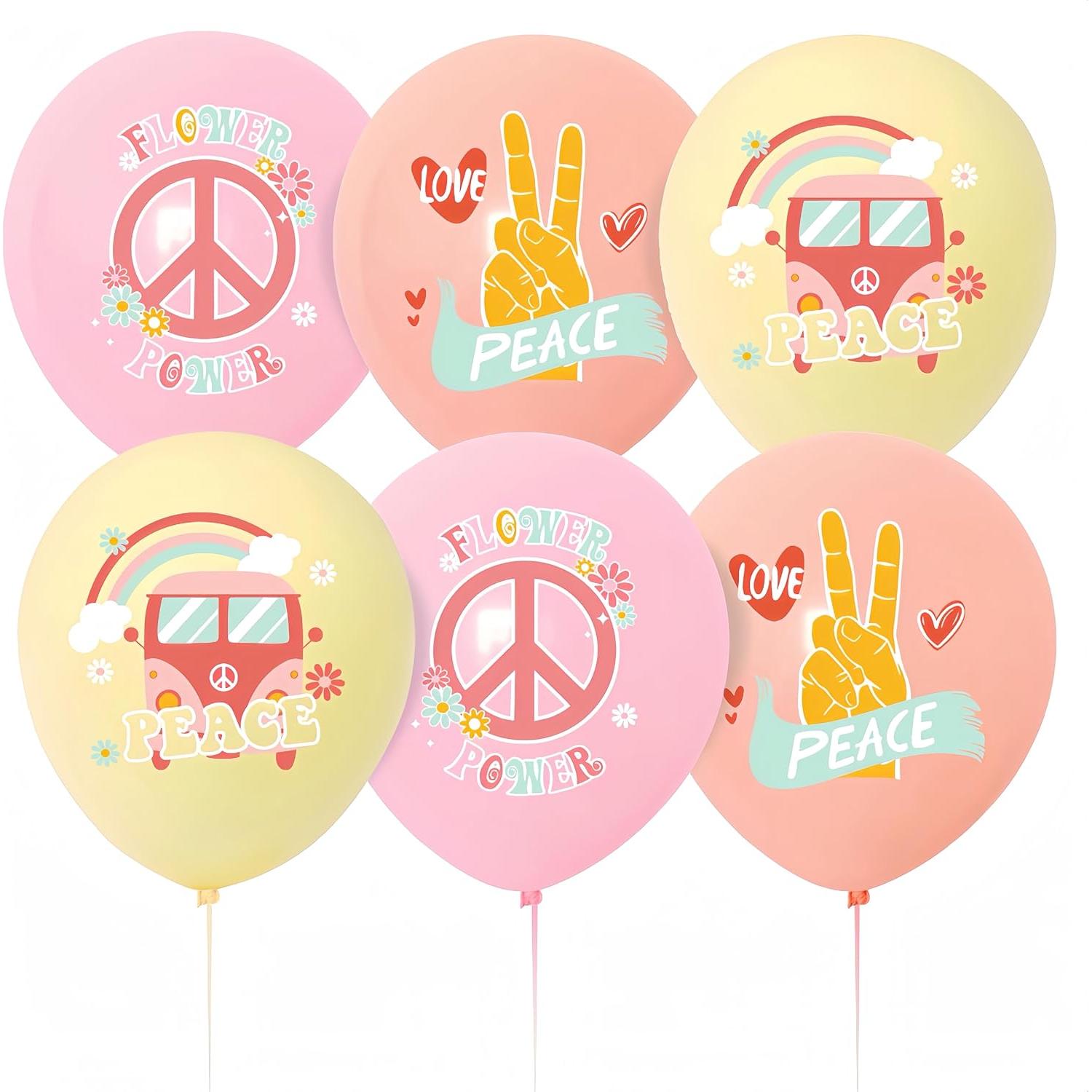 Set de 13 Globos Retro Hippie CYMYLAR para Fiesta