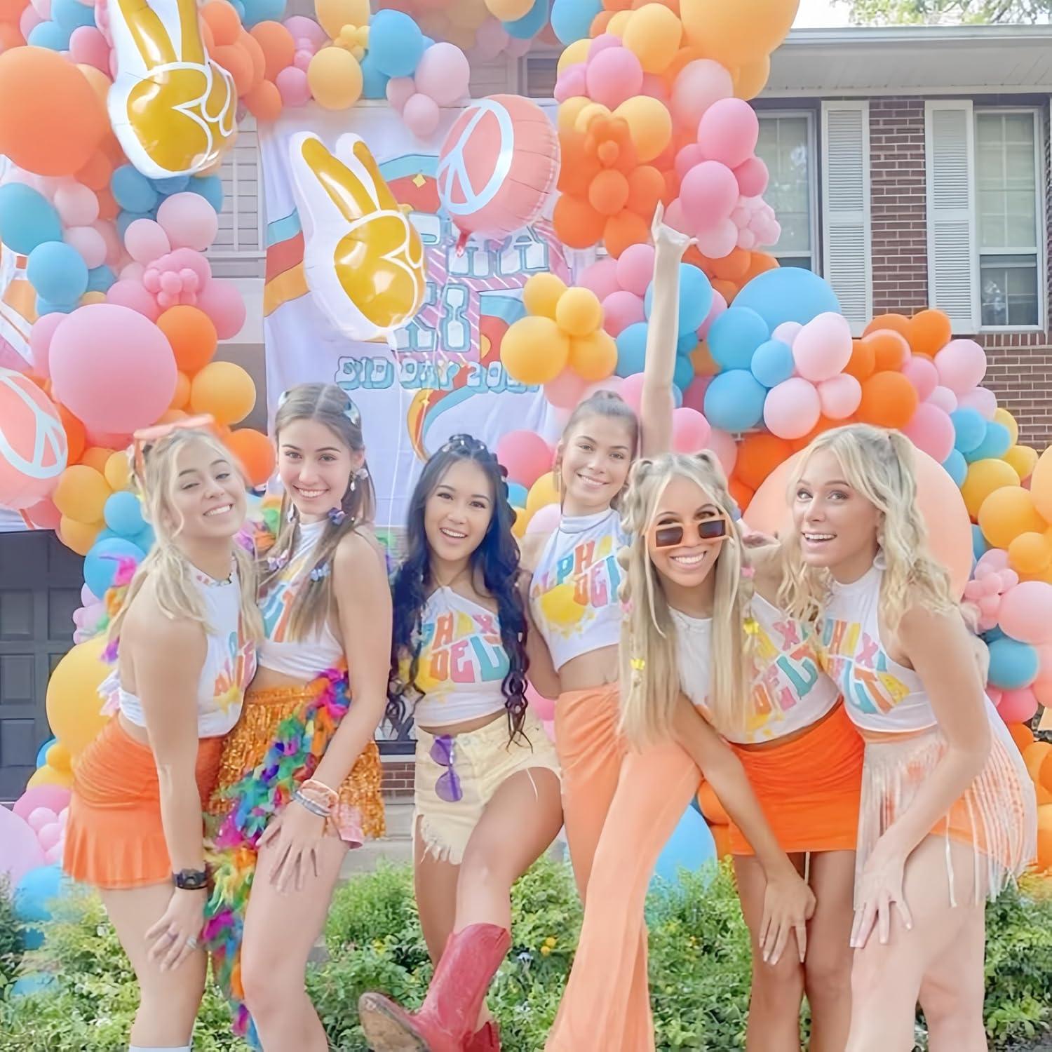 Set de 13 Globos Retro Hippie CYMYLAR para Fiesta