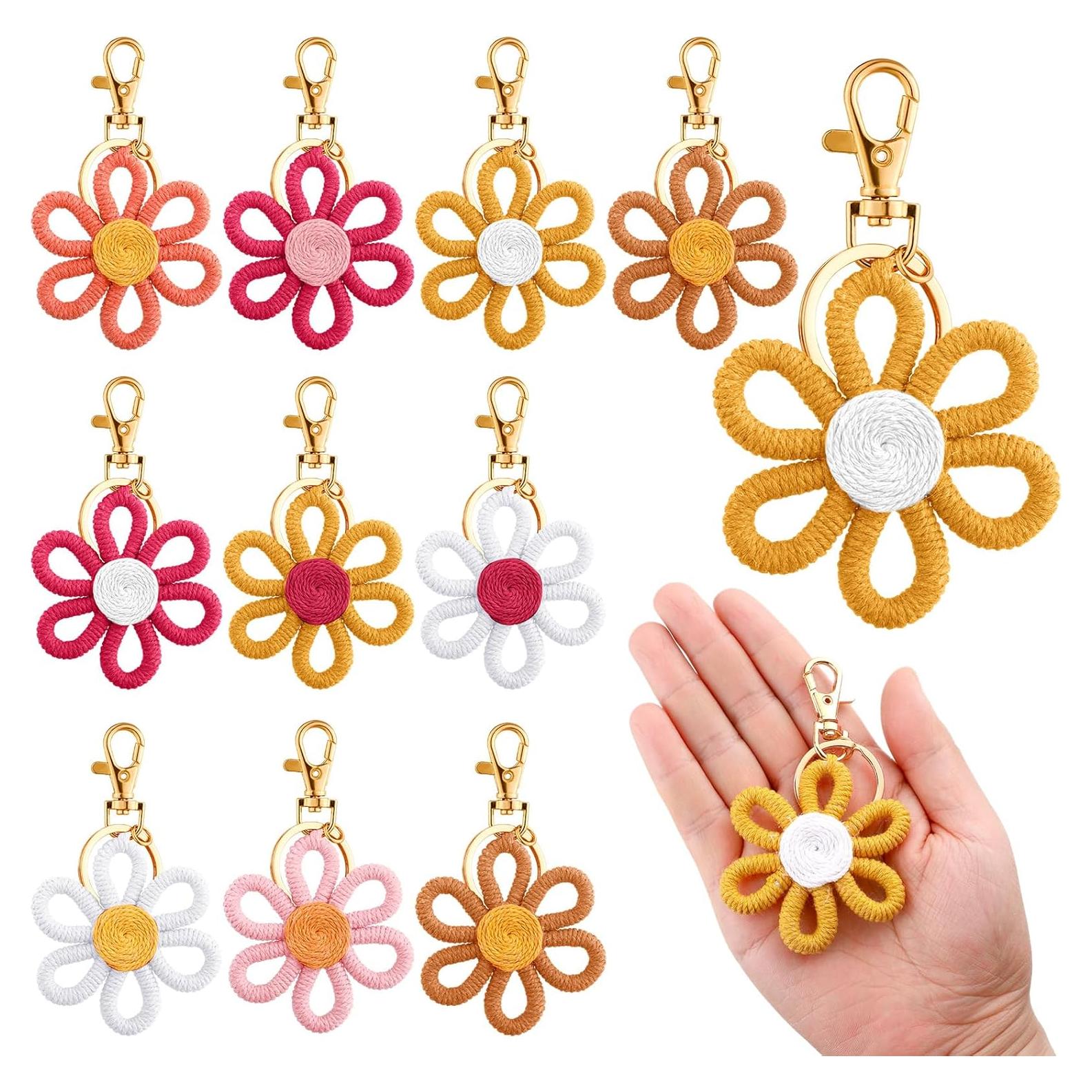 Llaveros de Flores Margarita Boho Quelay - 12 Pcs 6x9 cm