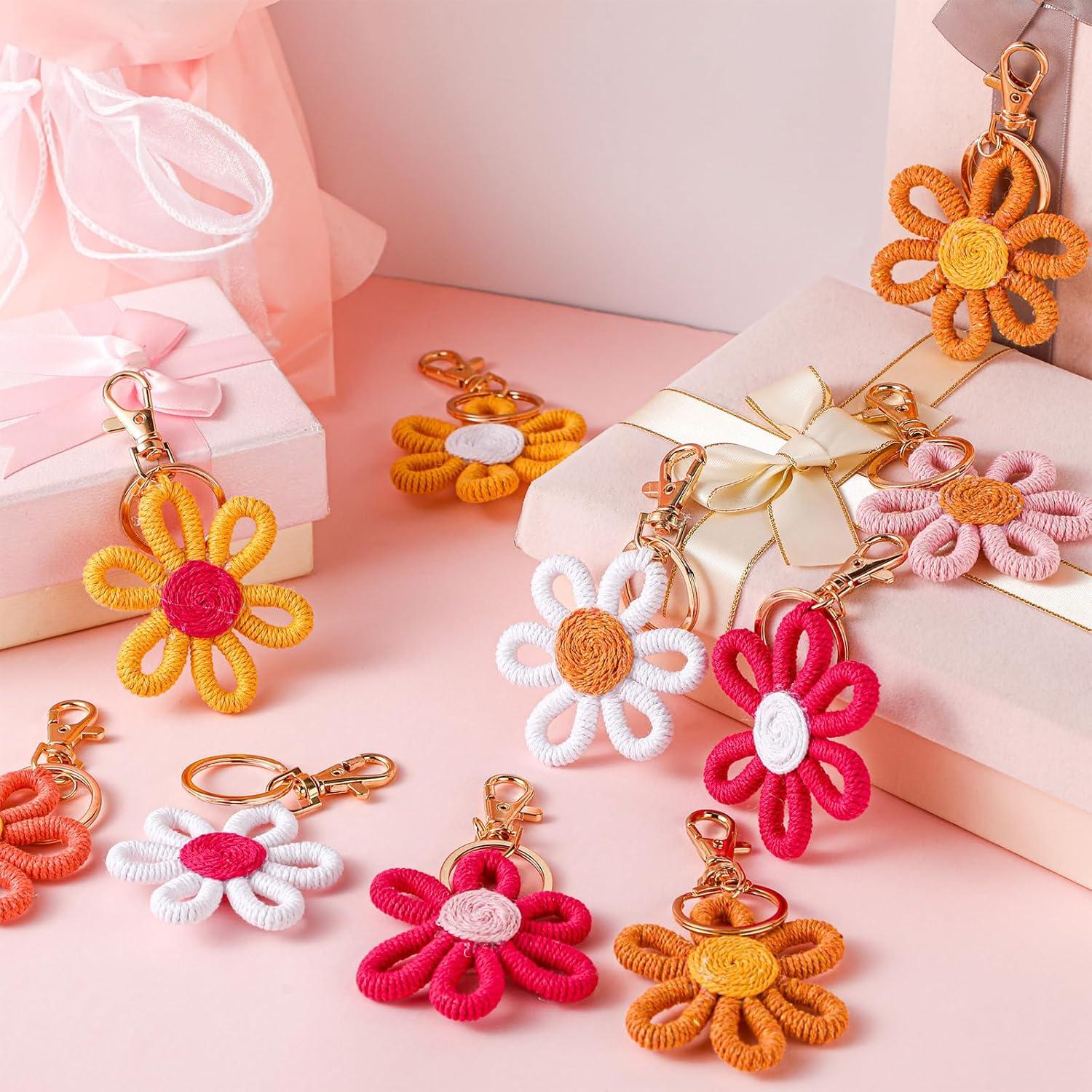 Llaveros de Flores Margarita Boho Quelay - 12 Pcs 6x9 cm