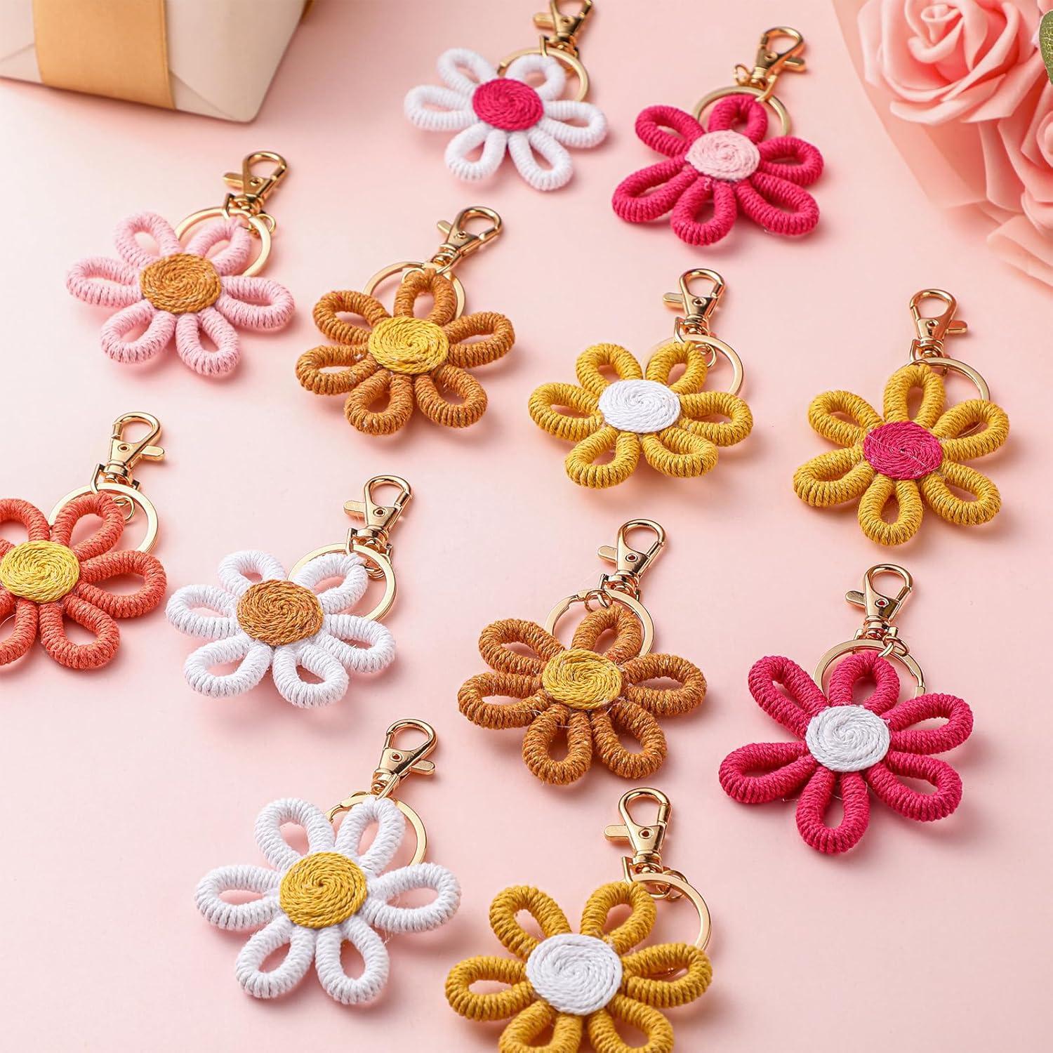 Llaveros de Flores Margarita Boho Quelay - 12 Pcs 6x9 cm