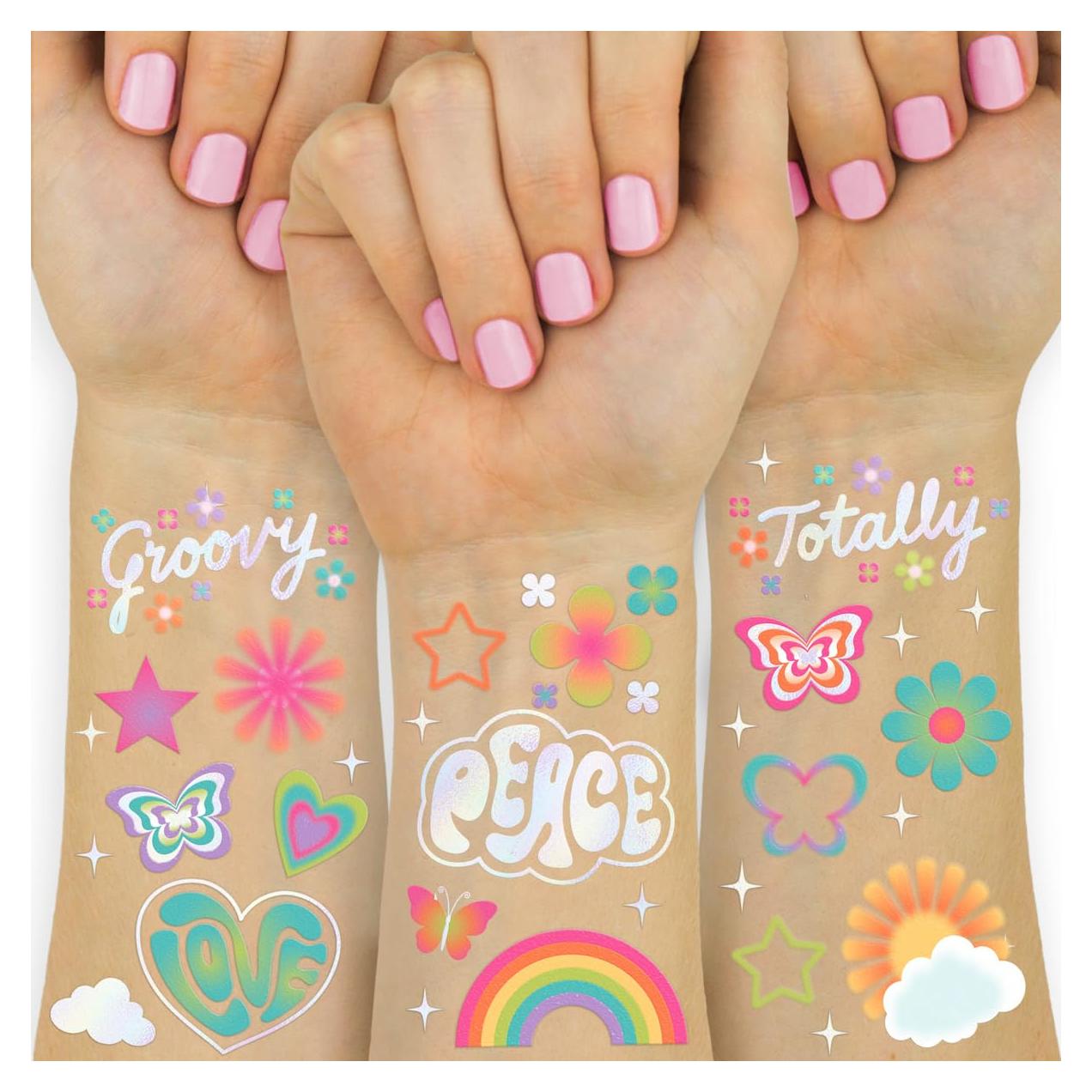 Tatuajes Temporales Arcoíris Groovy xo, Fetti - 68 Piezas