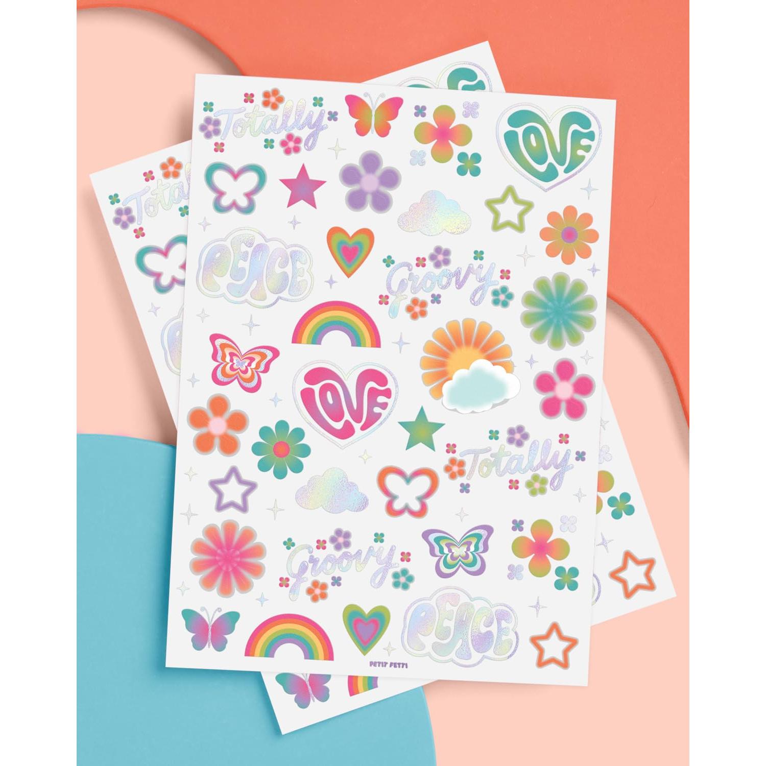 Tatuajes Temporales Arcoíris Groovy xo, Fetti - 68 Piezas