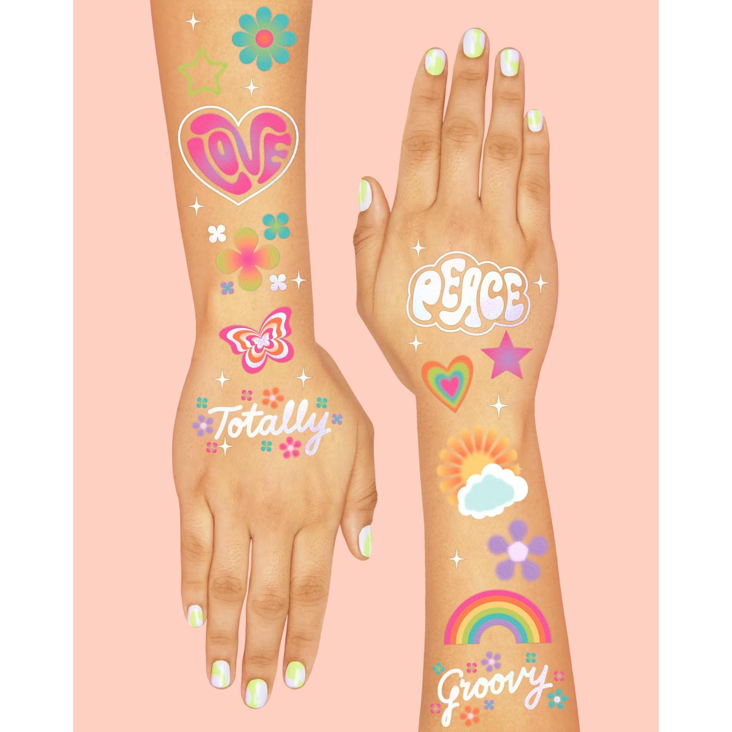 Tatuajes Temporales Arcoíris Groovy xo, Fetti - 68 Piezas