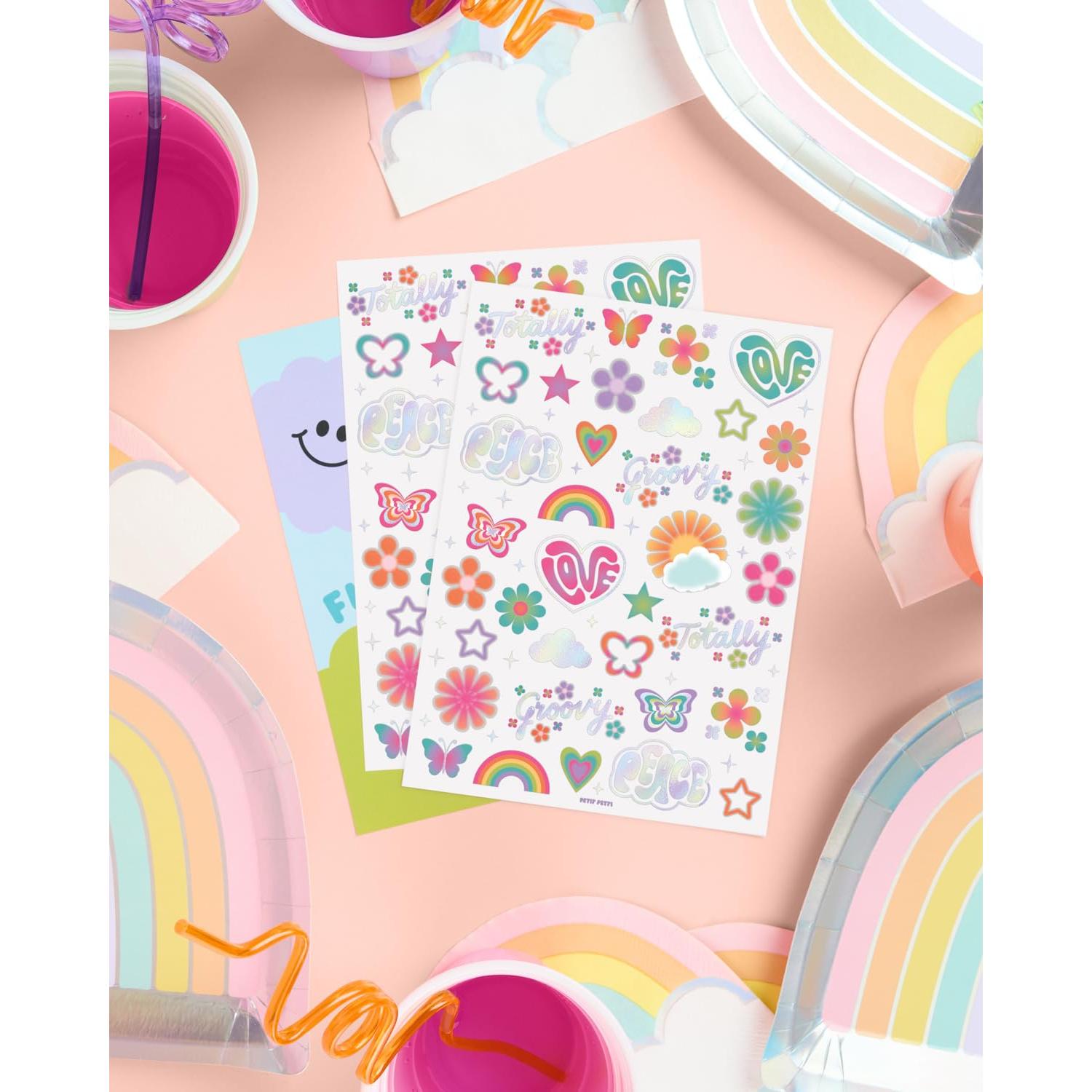 Tatuajes Temporales Arcoíris Groovy xo, Fetti - 68 Piezas