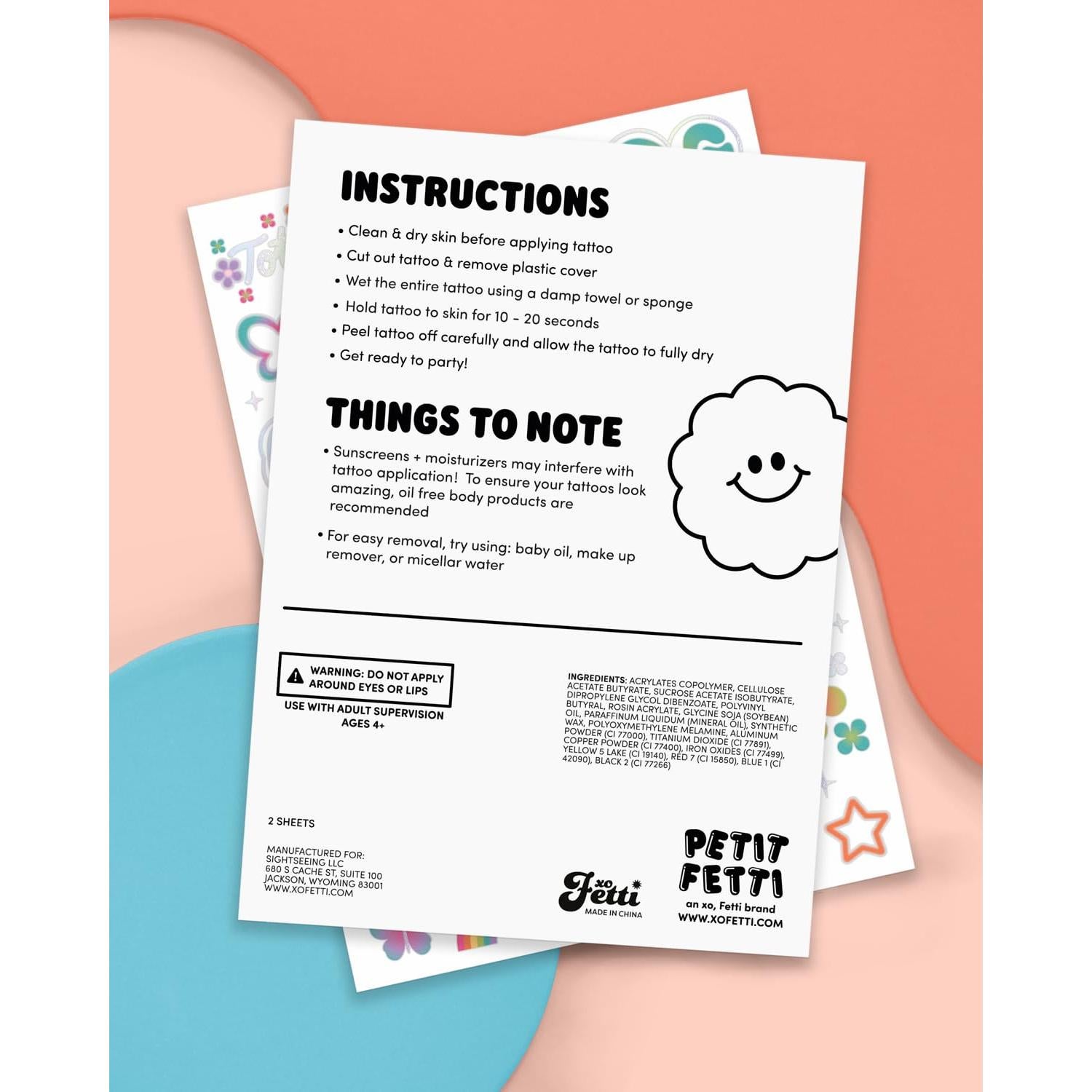 Tatuajes Temporales Arcoíris Groovy xo, Fetti - 68 Piezas