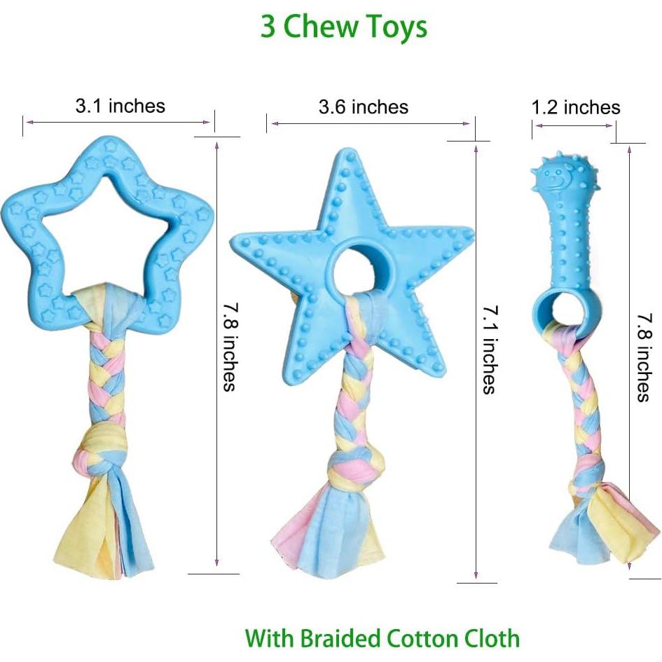 Juguetes para cachorros Volacopets - Masticar y chirriar, 5 piezas