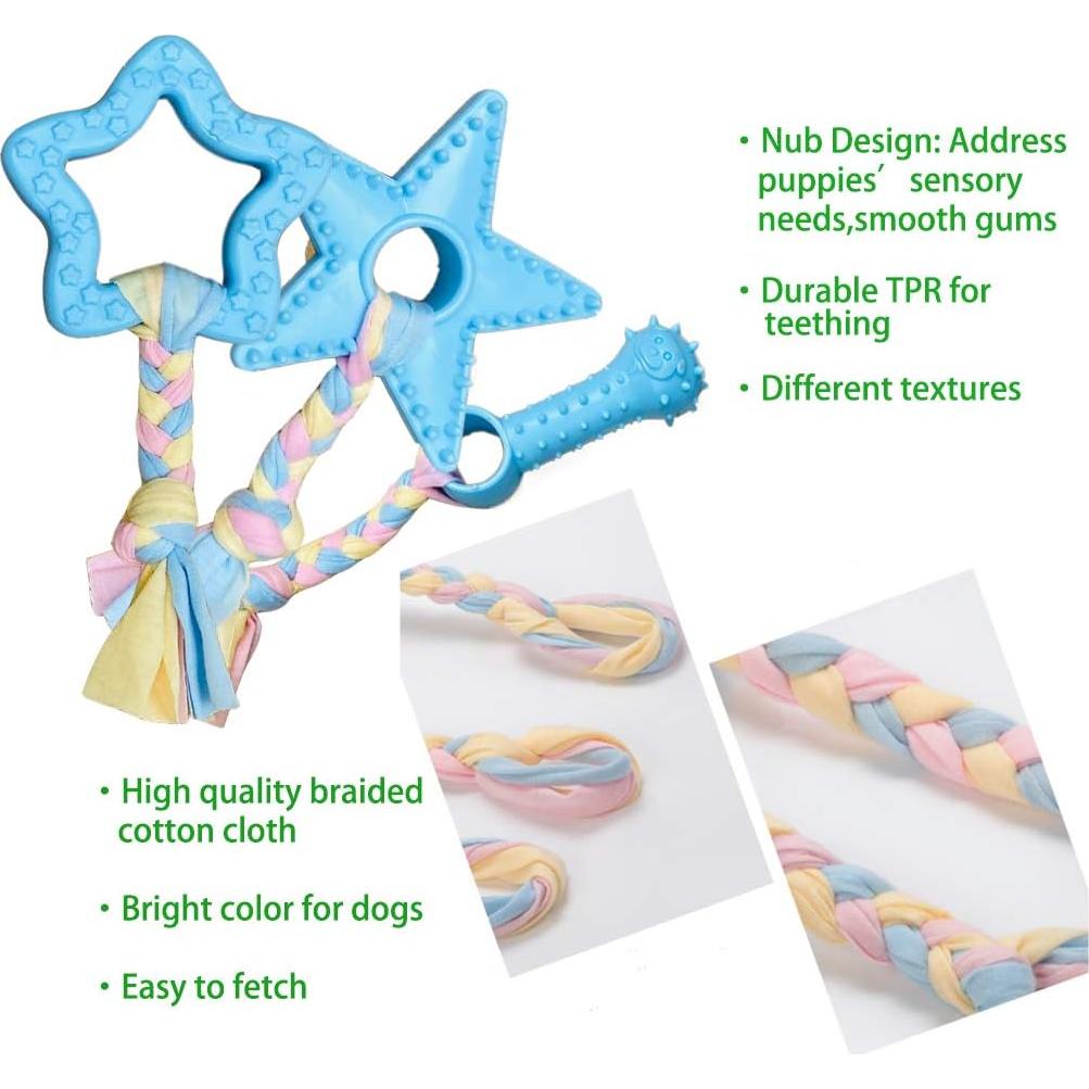 Juguetes para cachorros Volacopets - Masticar y chirriar, 5 piezas