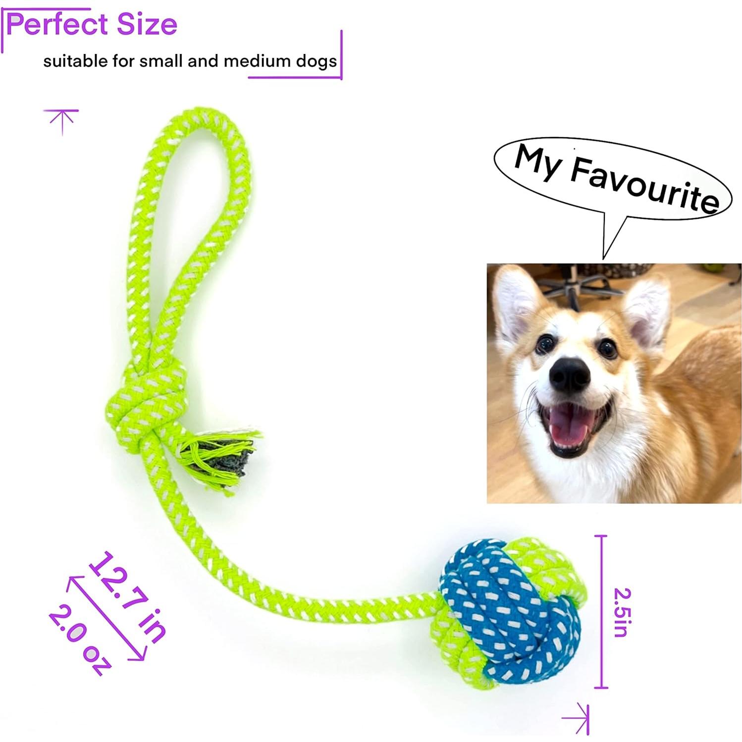 Juguete interactivo para perros YESWOOD! con cuerda y pelota - 4 unidades