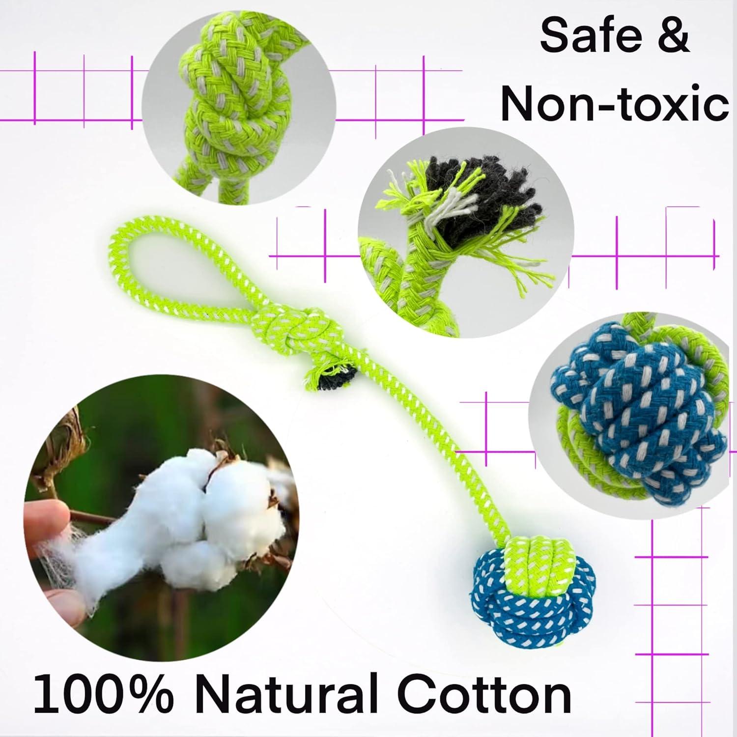 Juguete interactivo para perros YESWOOD! con cuerda y pelota - 4 unidades