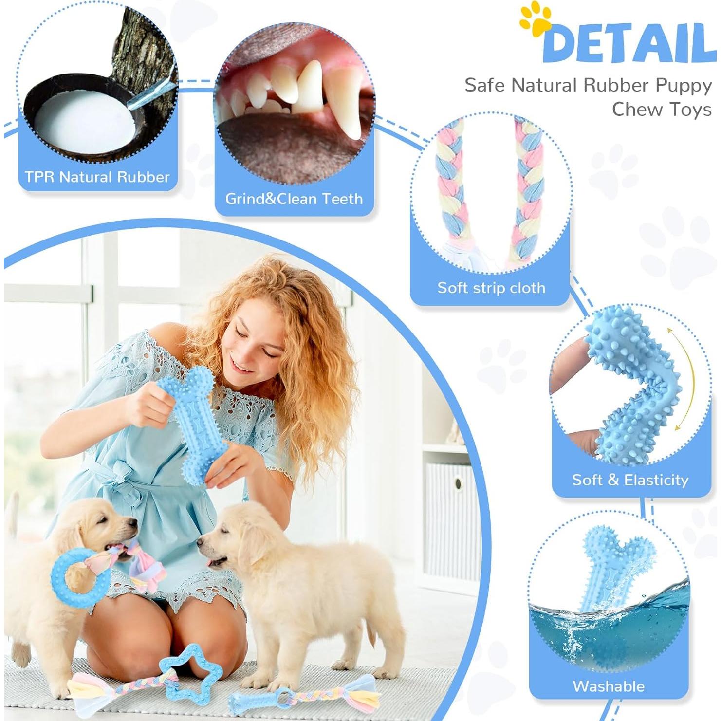 Juguetes de Dentición para Cachorros BAEJMJK 6 Piezas Azul