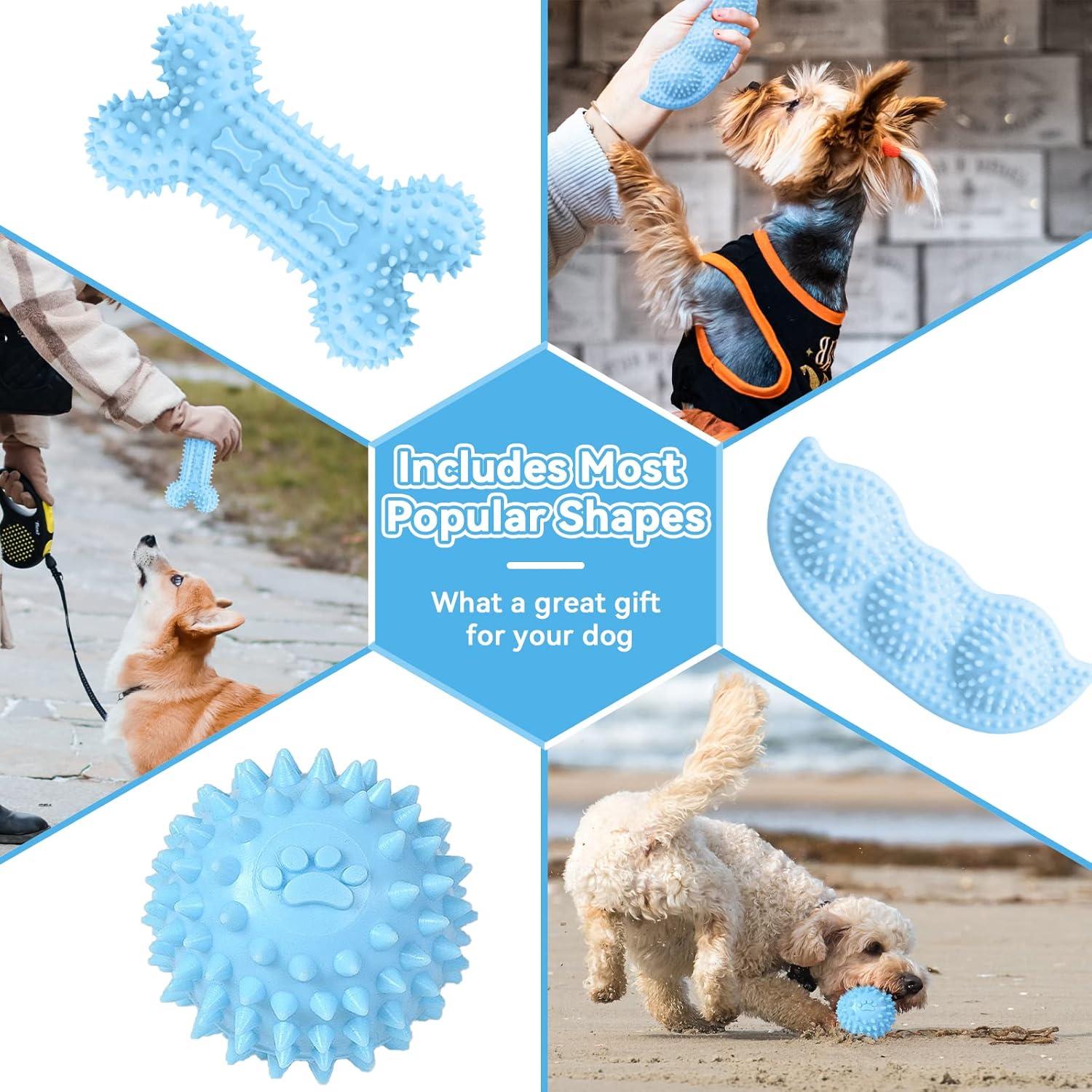 6 Juguetes Masticables para Cachorros PETCARE - Goma Suave Azul
