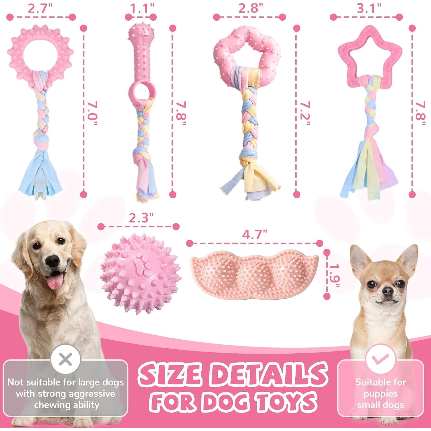 Paquete de 6 Juguetes para Cachorros ABRRLO Rosa Dentición